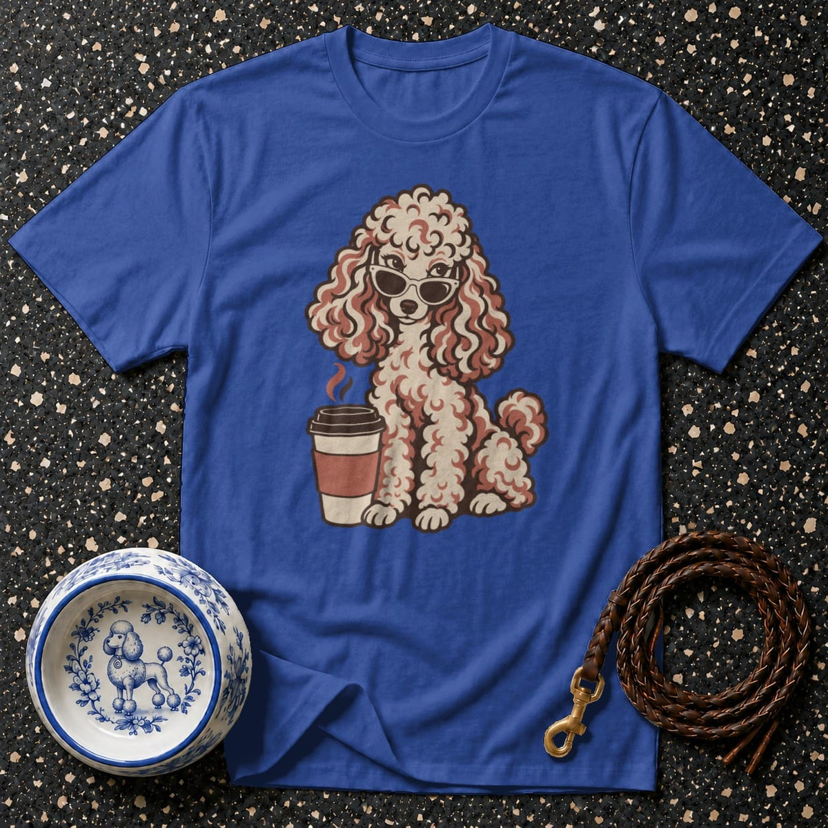 T-shirt Chic Coffee Poodle T-Shirt Cool Poodle with Coffee T-Shirt | Canine Style