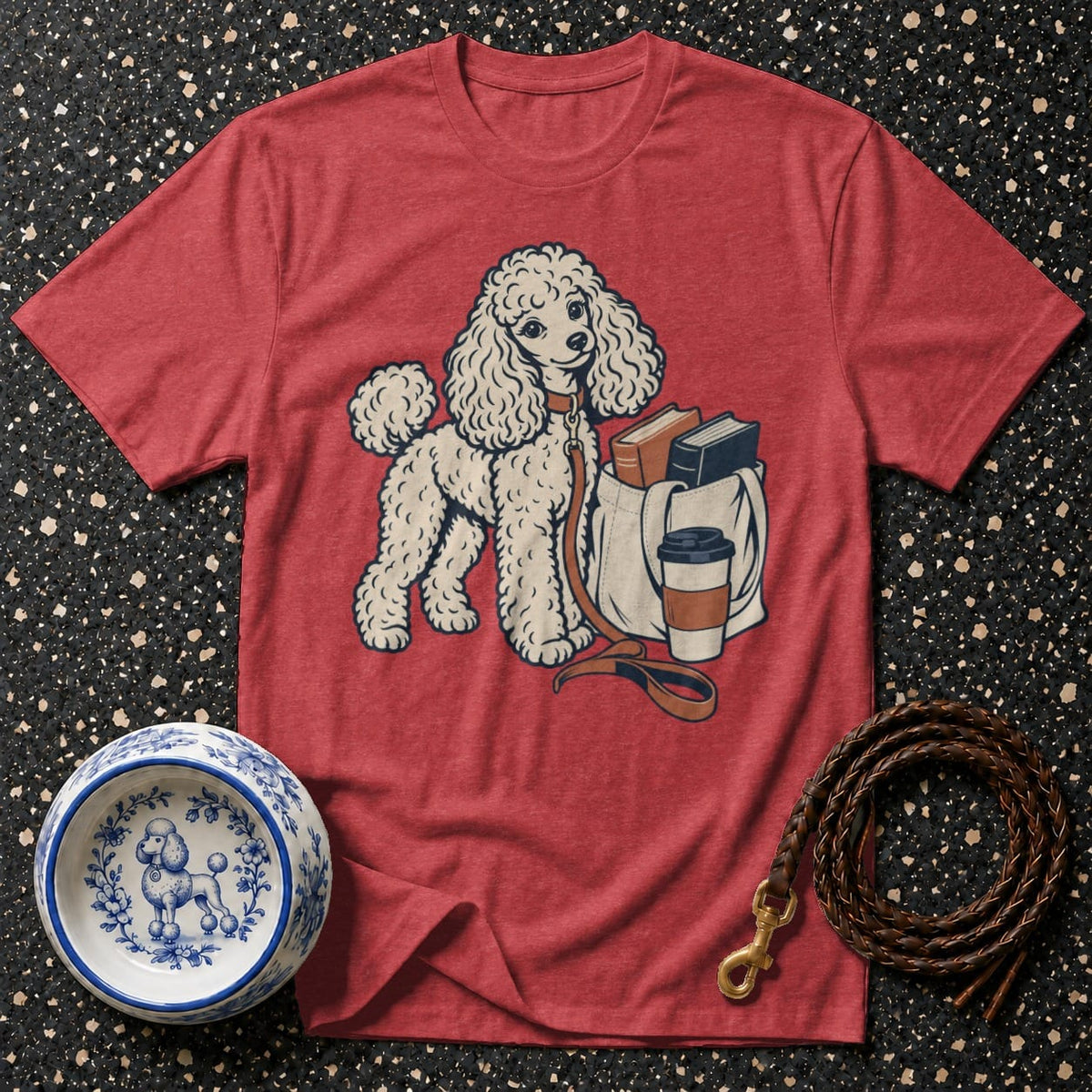 T-shirt Cozy Poodle Book Club T-Shirt Poodle Coffee & Books T-Shirt | Premium Dog Apparel