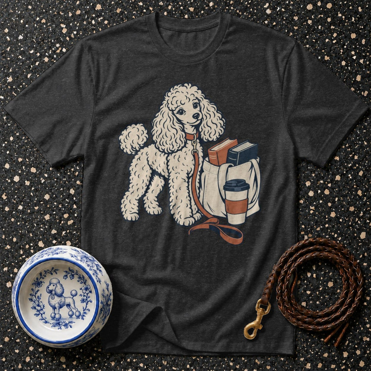 T-shirt Cozy Poodle Book Club T-Shirt Poodle Coffee & Books T-Shirt | Premium Dog Apparel