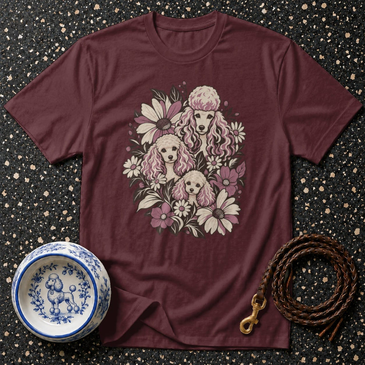 T-shirt Vintage Floral Poodle T-Shirt Poodle Family T-Shirt | Premium Dog Apparel