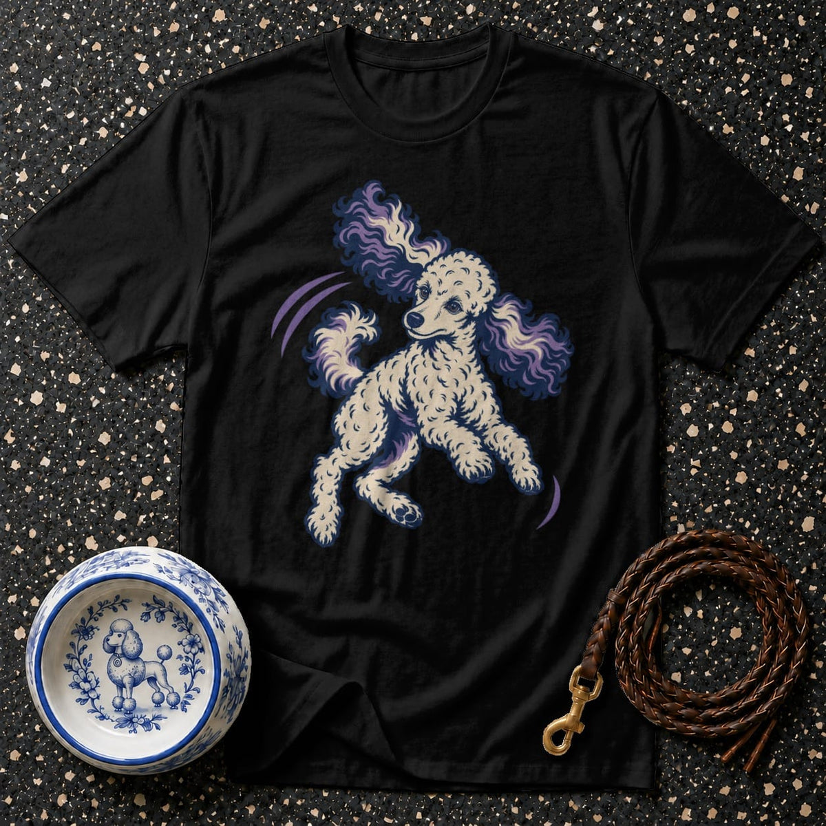 T-shirt Playful Dancing Poodle T-Shirt Poodle Art T-Shirt | Premium Dog Apparel
