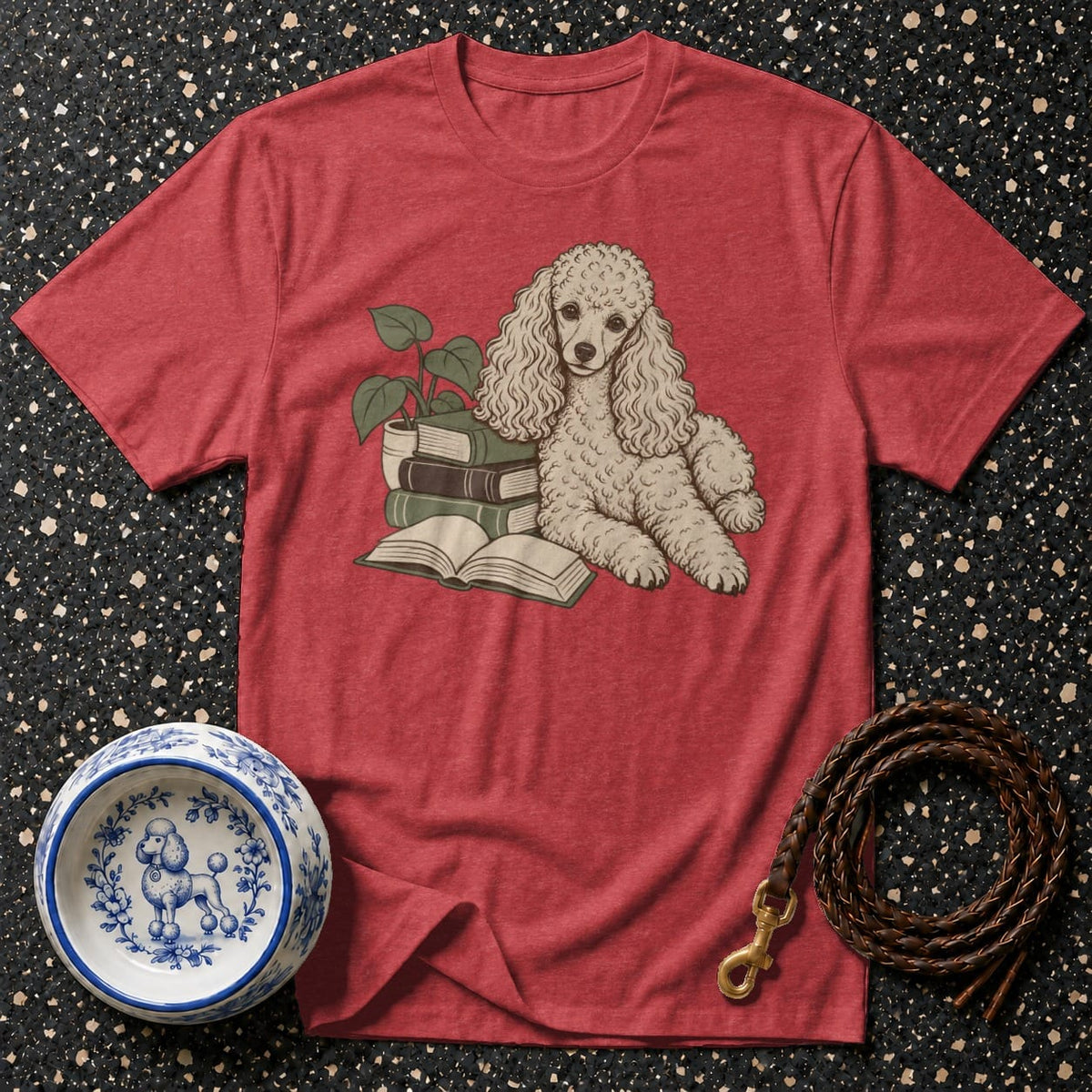 T-shirt Vintage Bookworm Poodle T-Shirt Poodle Reading T-Shirt | Book Lover Apparel