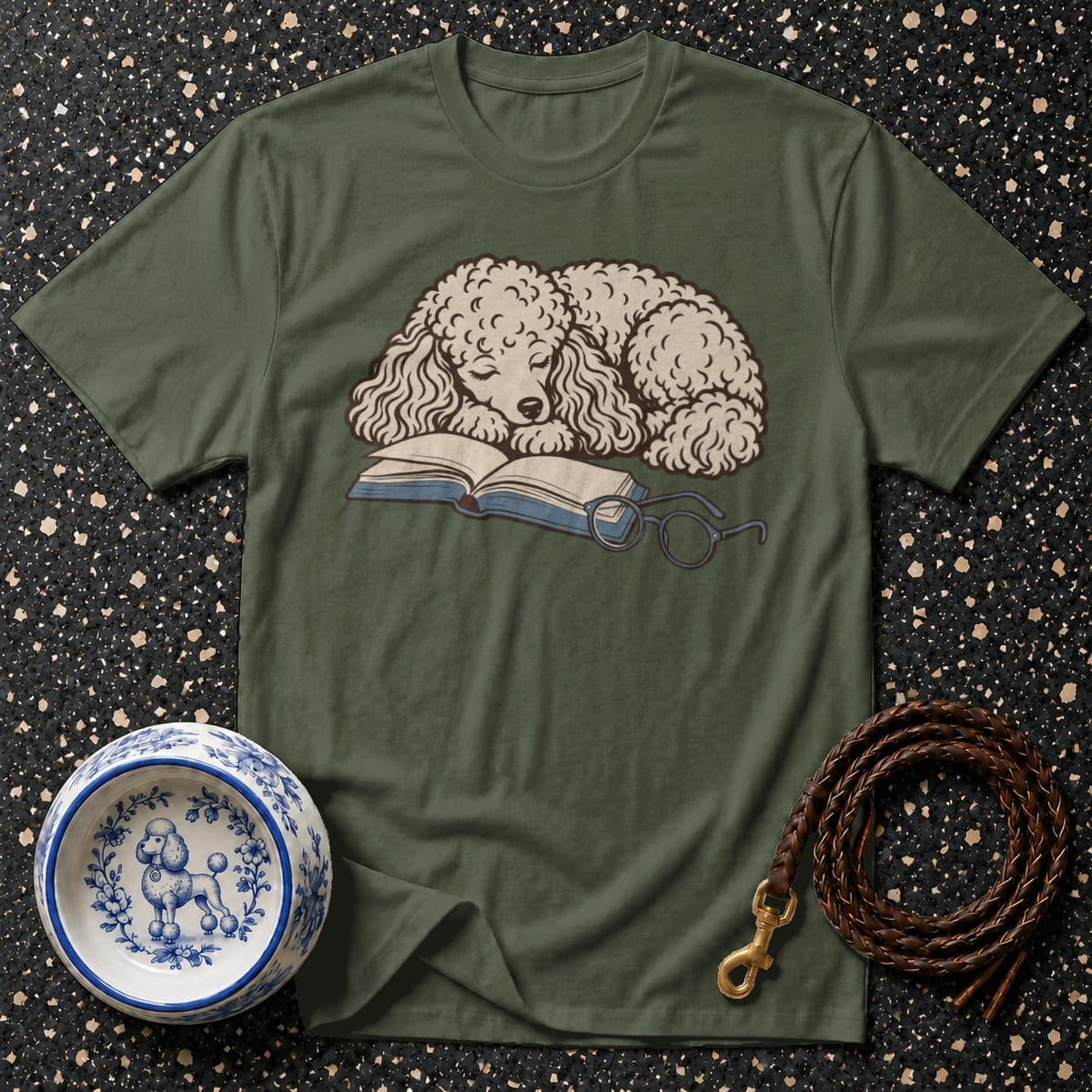 T-shirt Cozy Literary Poodle T-Shirt Sleeping Poodle Reading T-Shirt | Pawsome Reads
