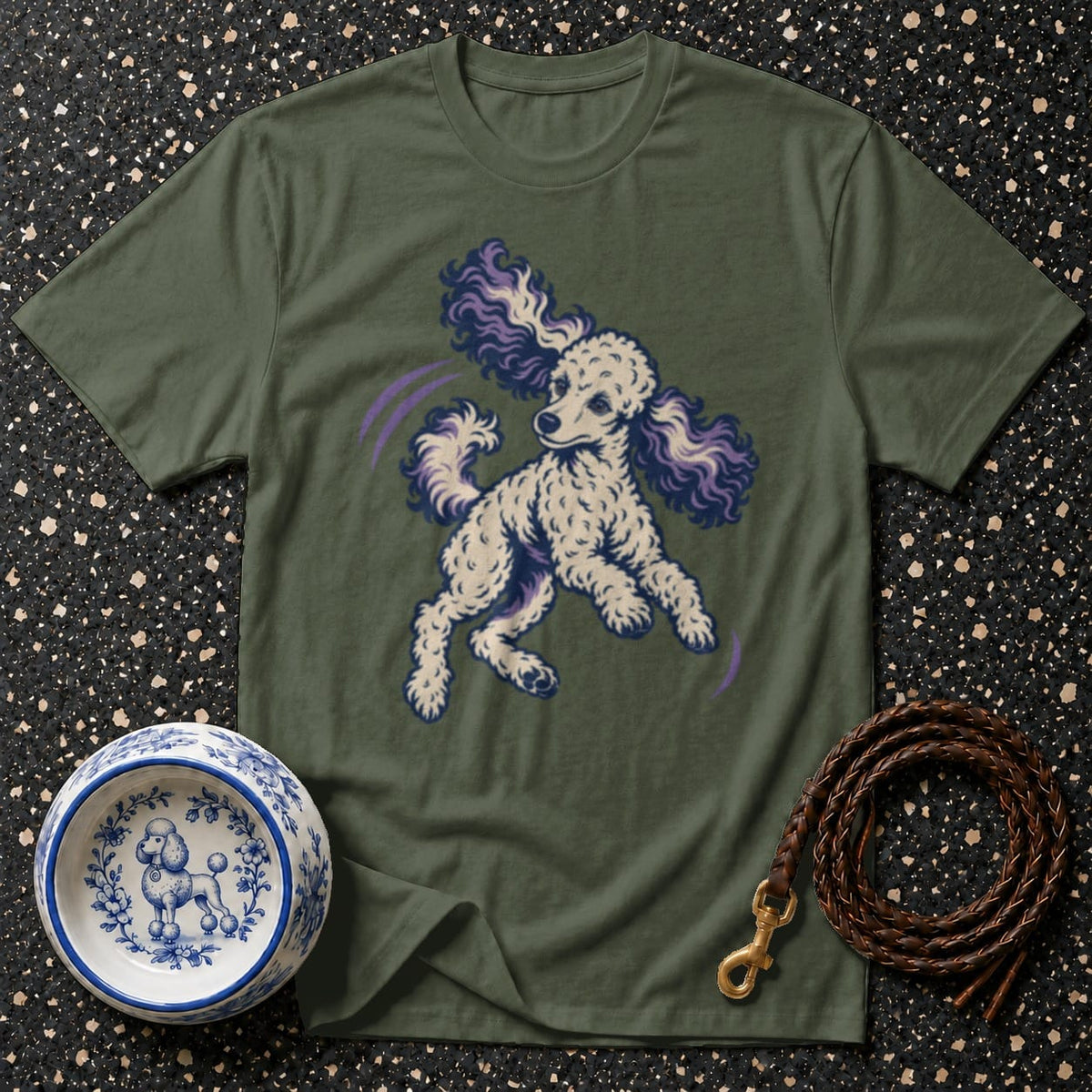 T-shirt Playful Dancing Poodle T-Shirt Poodle Art T-Shirt | Premium Dog Apparel