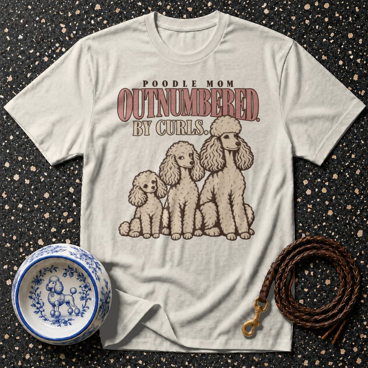 T-shirt Outnumbered By Curls Poodle T-Shirt Poodle Mom Outnumbered By Curls T-Shirt | Premium Dog Appare