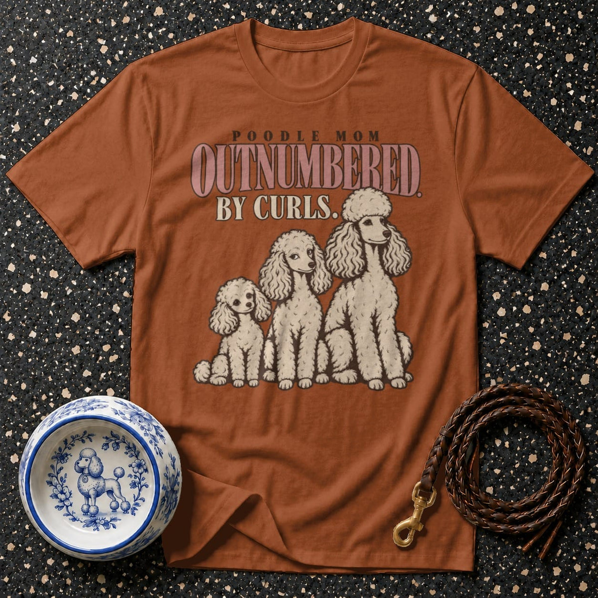 T-shirt Outnumbered By Curls Poodle T-Shirt Poodle Mom Outnumbered By Curls T-Shirt | Premium Dog Appare