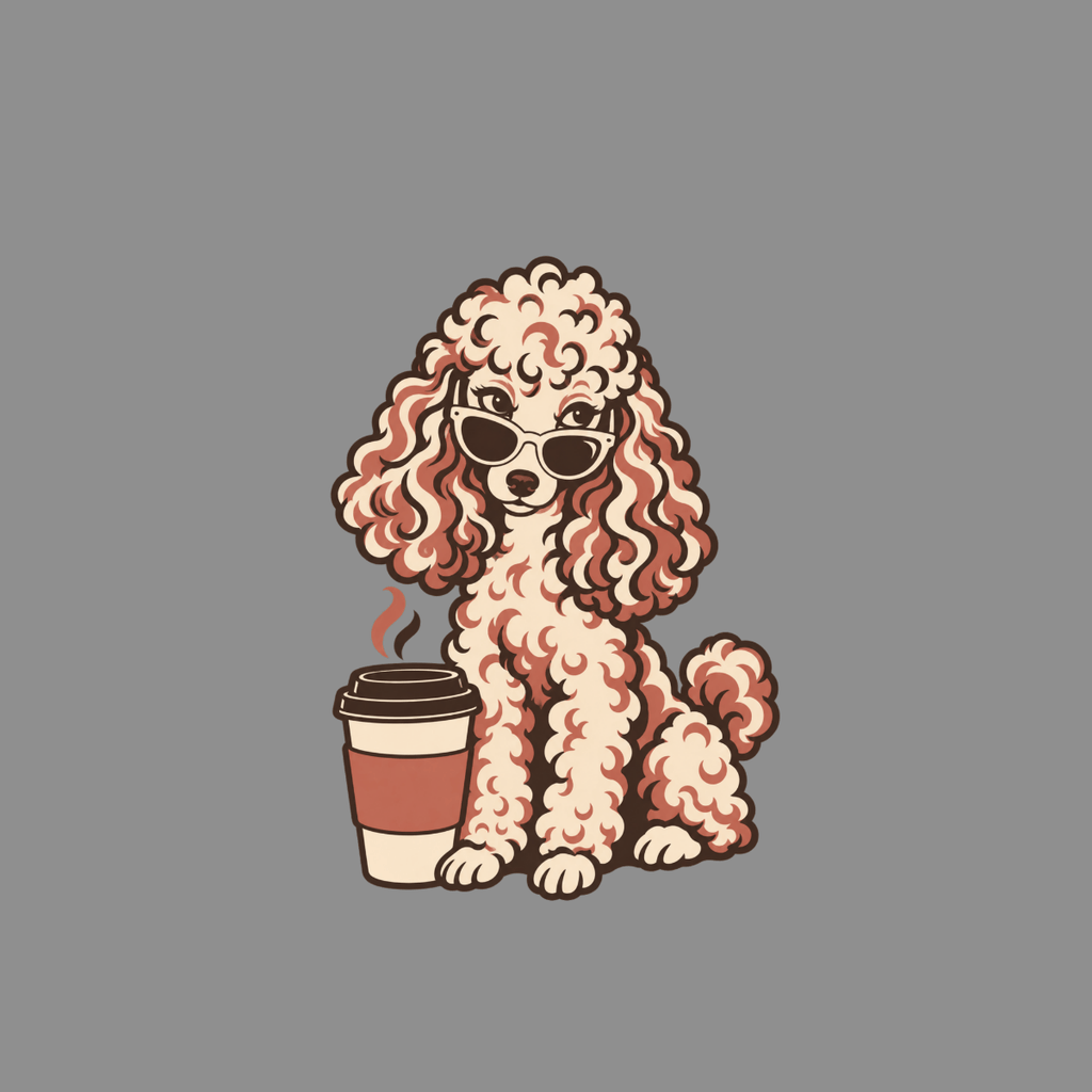 T-shirt Chic Coffee Poodle T-Shirt Cool Poodle with Coffee T-Shirt | Canine Style