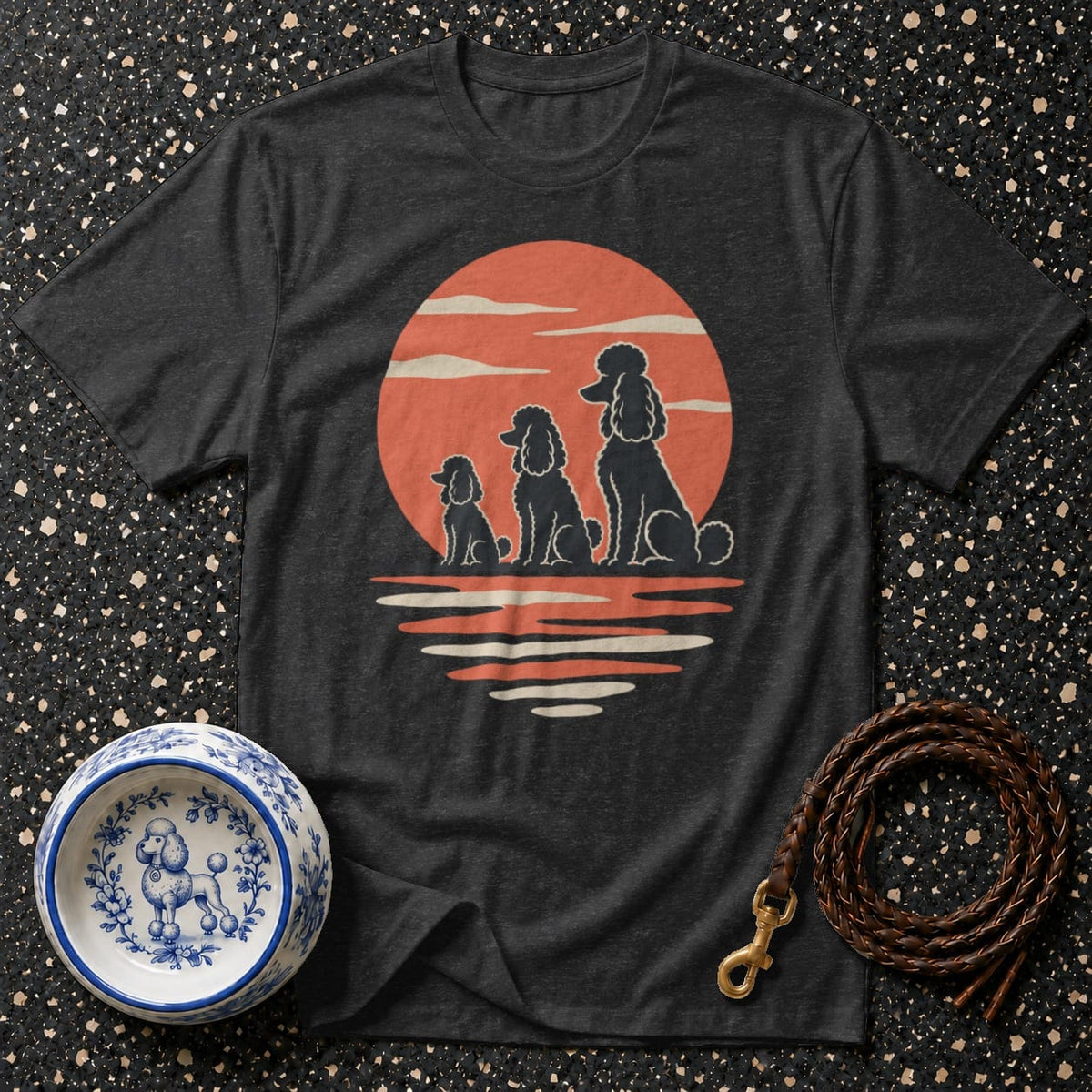 T-shirt Sunset Poodle Trio T-Shirt Poodle Sunset T-Shirt | Premium Dog Apparel