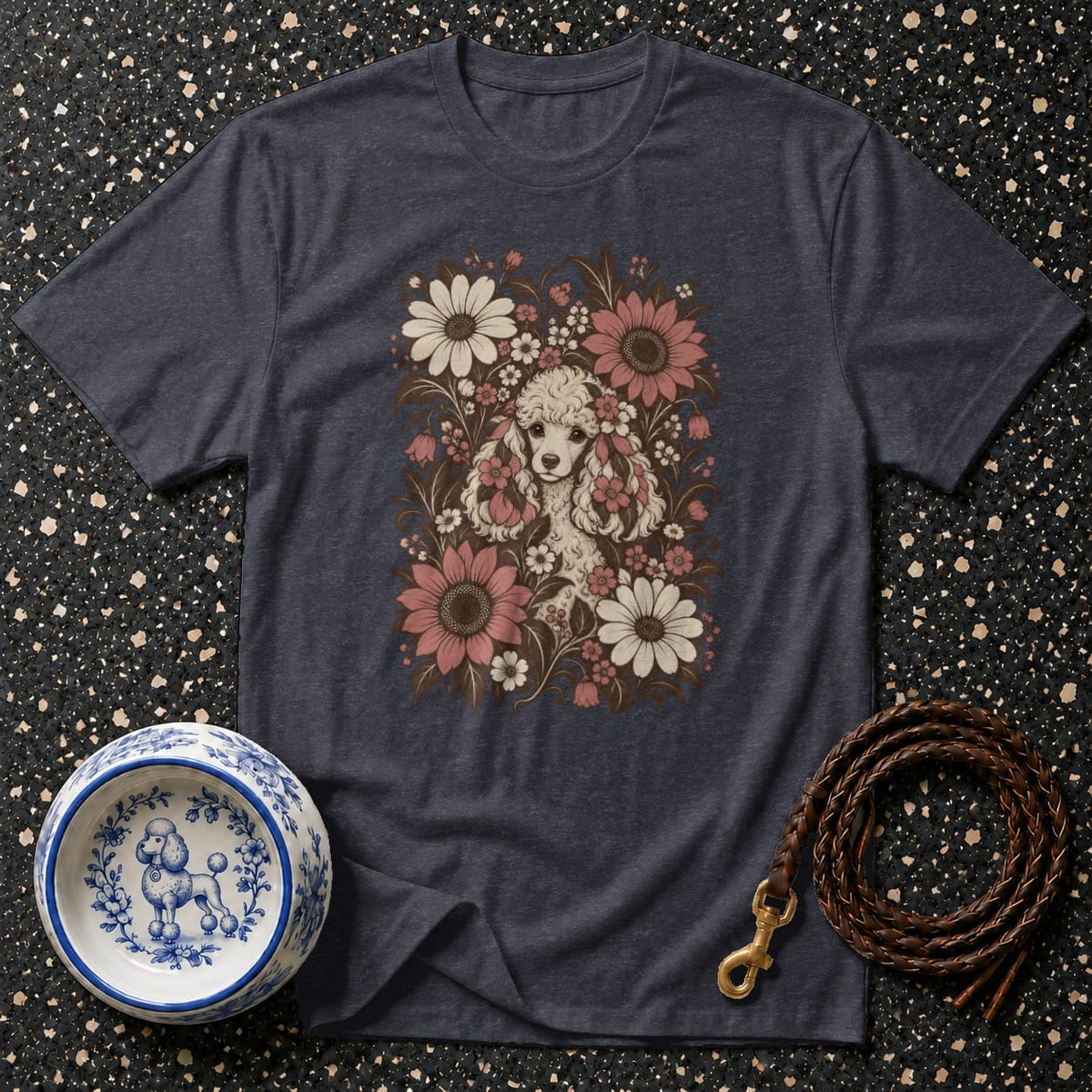 T-shirt Vintage Botanical Poodle T-Shirt Poodle Floral T-Shirt | Premium Dog Apparel