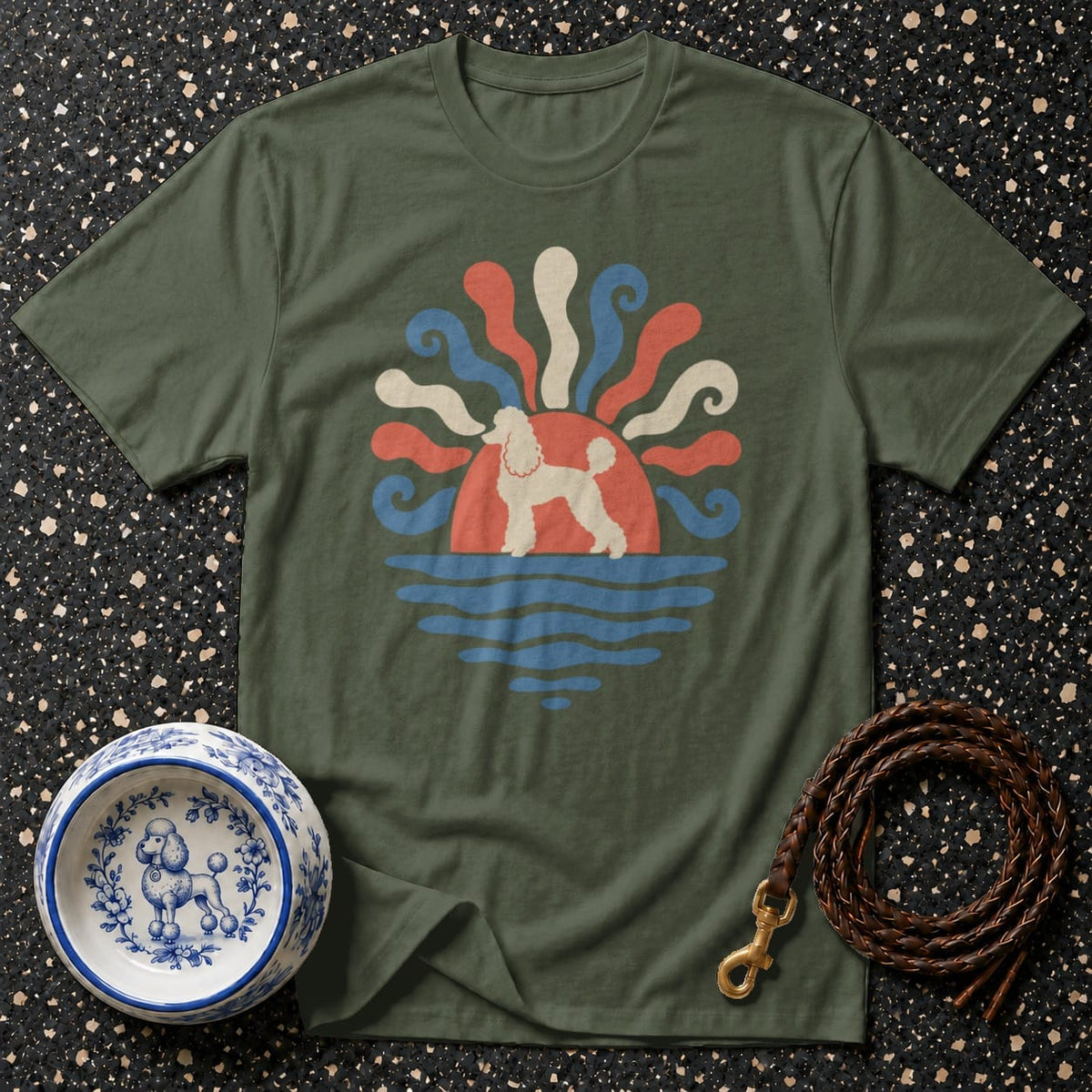 T-shirt Retro Poodle Sunset T-Shirt Retro Poodle Sun T-Shirt | Premium Dog Apparel