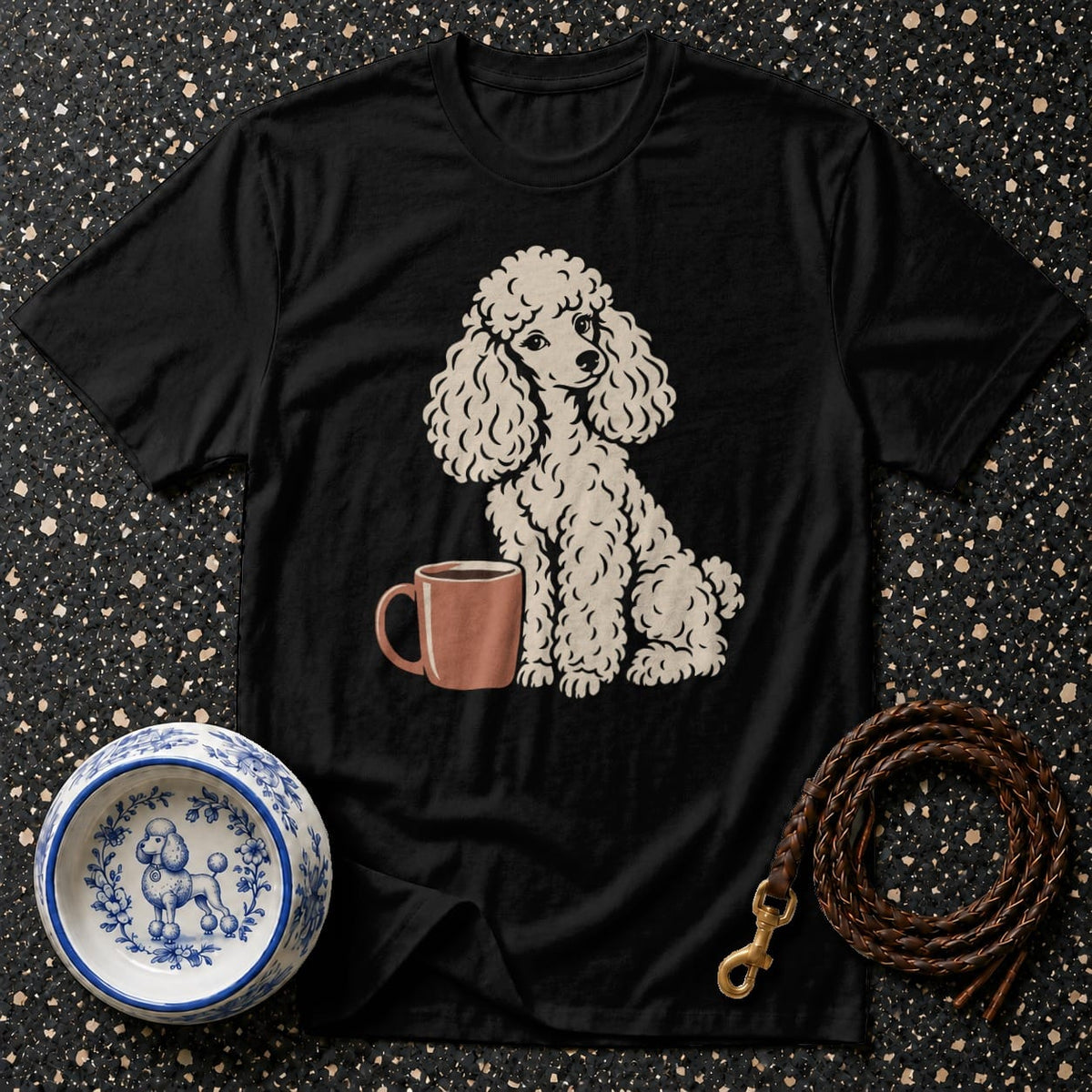 T-shirt Cozy Poodle and Coffee T-Shirt Poodle Coffee T-Shirt | Premium Dog Lover Apparel