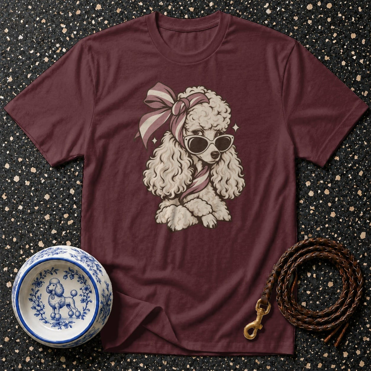 T-shirt Vintage Chic Poodle T-Shirt Poodle with Sunglasses T-Shirt | Premium Dog Apparel
