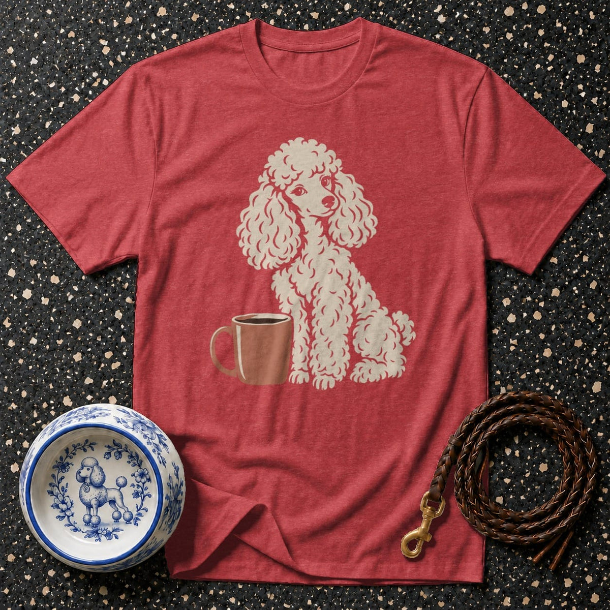 T-shirt Cozy Poodle and Coffee T-Shirt Poodle Coffee T-Shirt | Premium Dog Lover Apparel