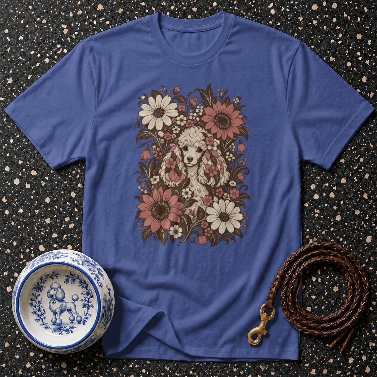 T-shirt Vintage Botanical Poodle T-Shirt Poodle Floral T-Shirt | Premium Dog Apparel