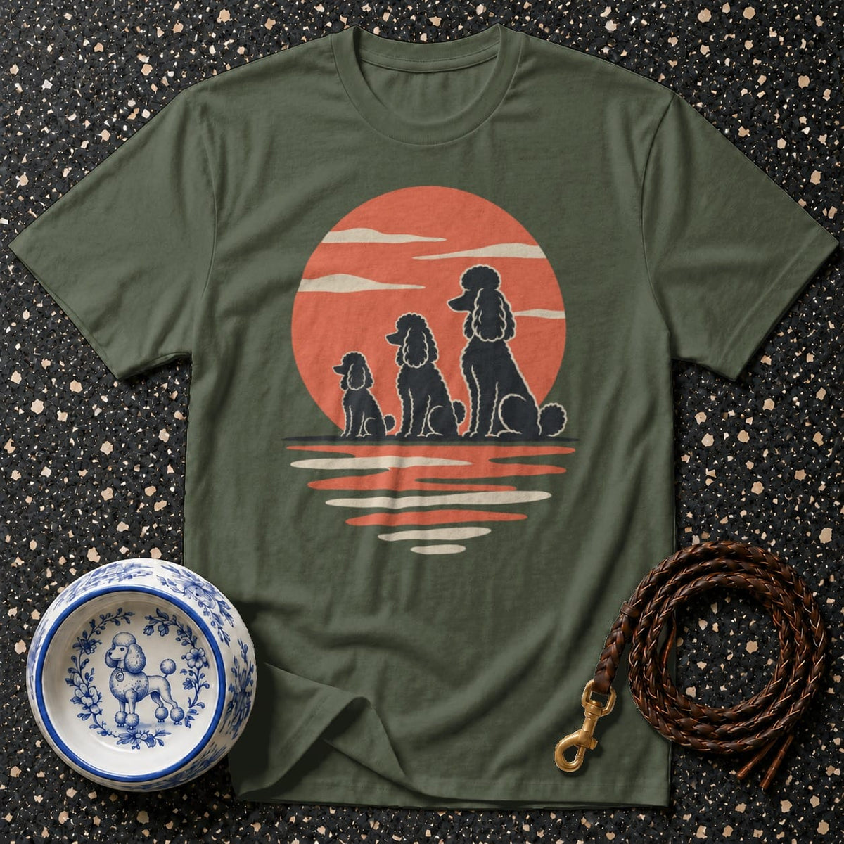 T-shirt Sunset Poodle Trio T-Shirt Poodle Sunset T-Shirt | Premium Dog Apparel