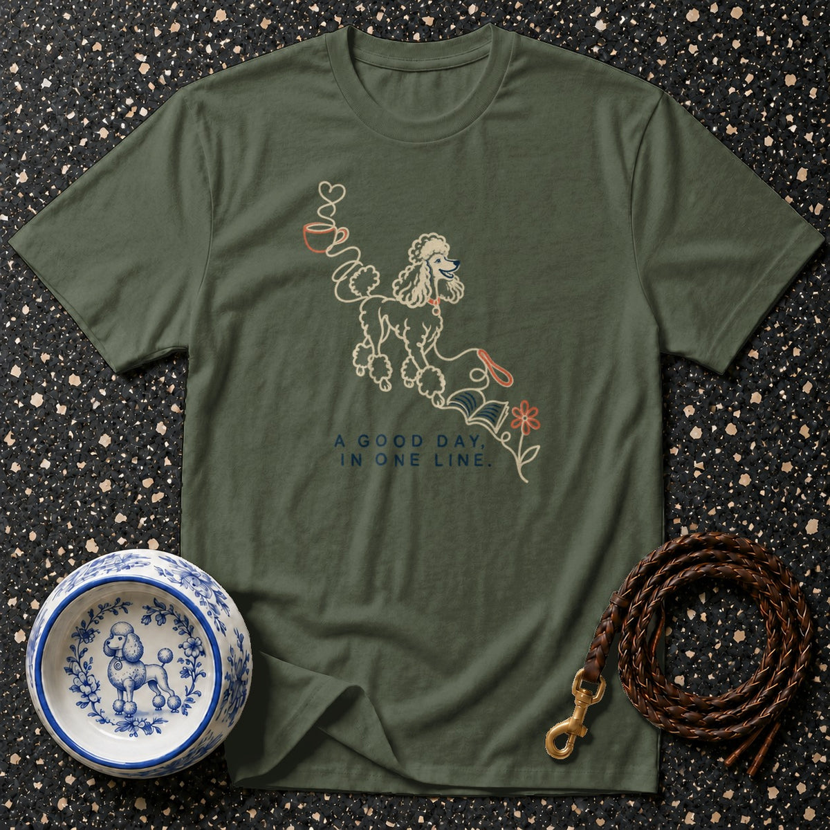 Good Day Poodle Line Art T-Shirt