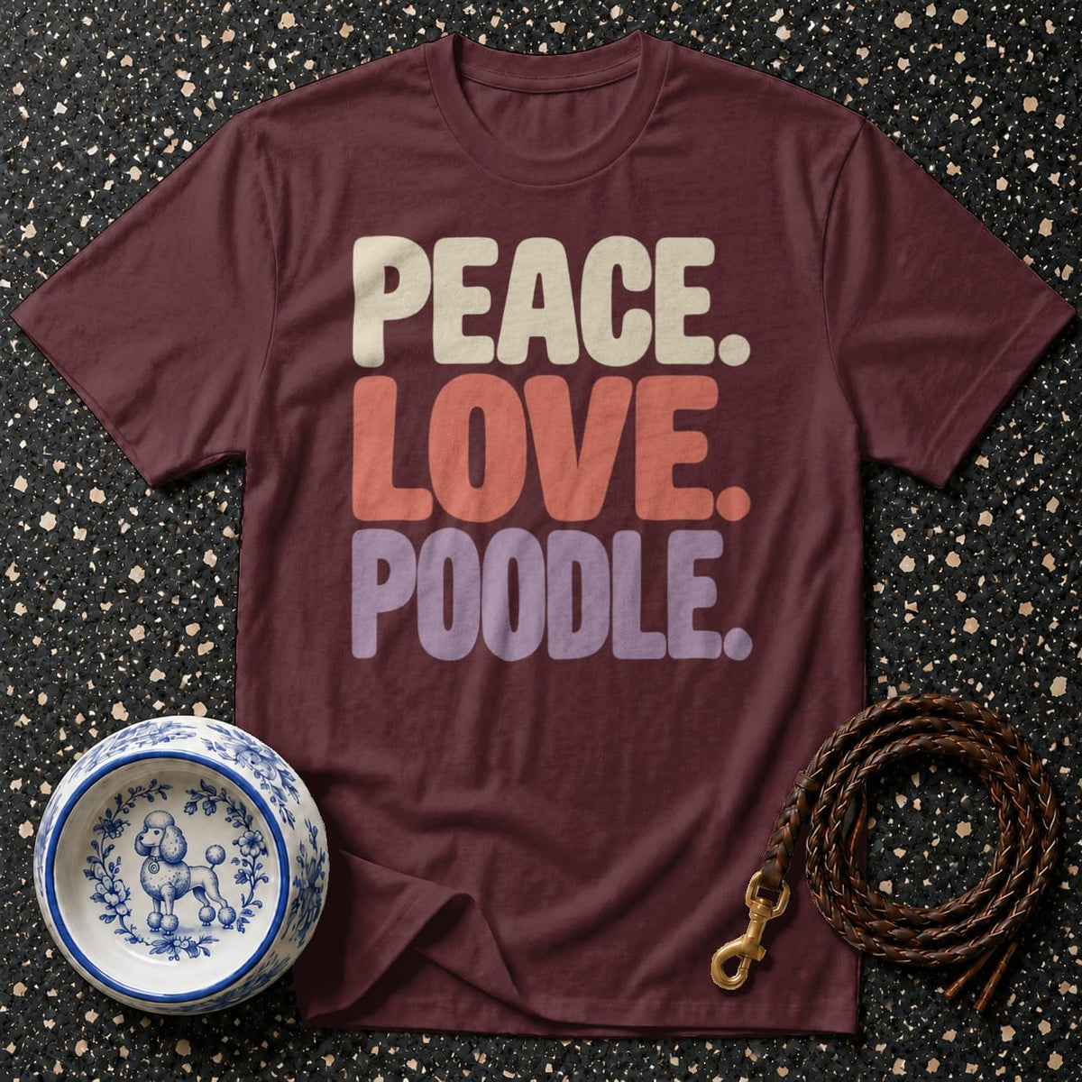 T-shirt Peace Love Poodle Retro T-Shirt Peace Love Poodle T-Shirt | Premium Dog Apparel