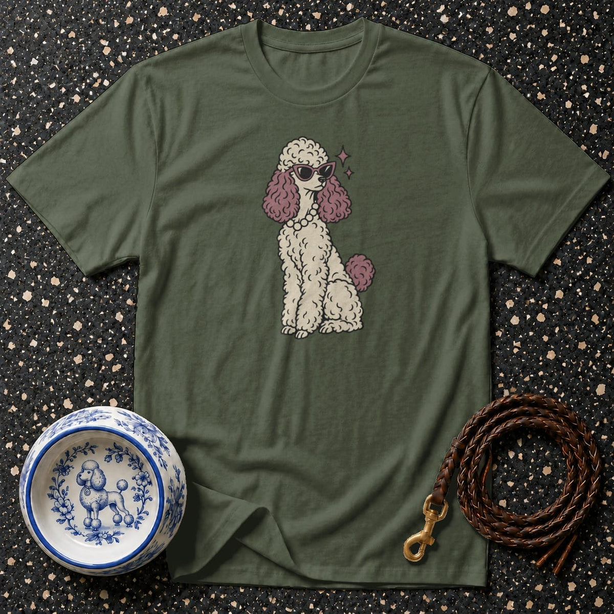 T-shirt Vintage Glam Poodle T-Shirt Poodle With Sunglasses T-Shirt | Premium Dog Apparel