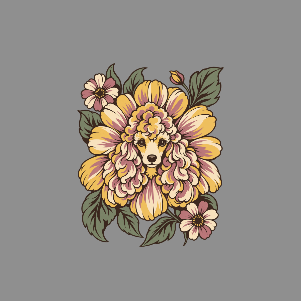 T-shirt Vintage Floral Poodle T-Shirt Poodle Flower T-Shirt | Premium Dog Apparel