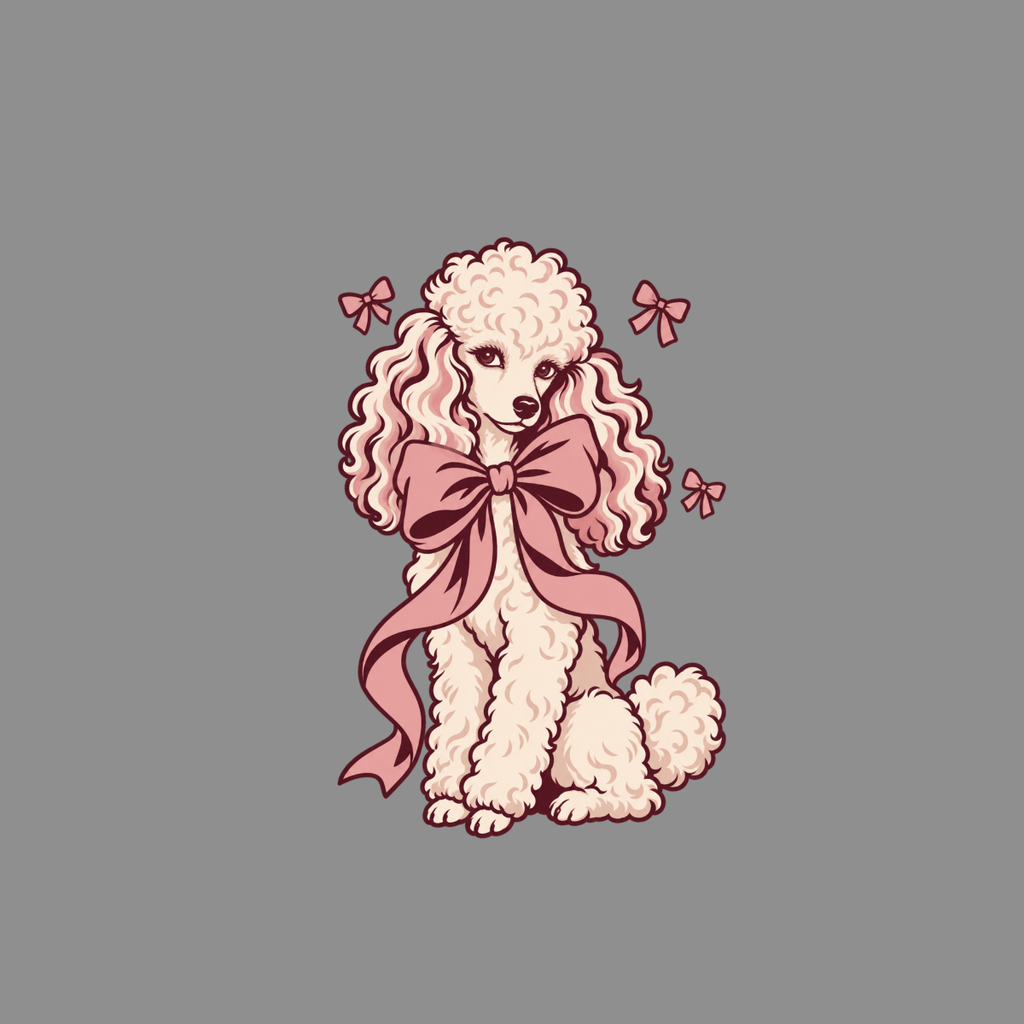 T-shirt Vintage Coquette Bow Poodle T-Shirt Poodle with Bow T-Shirt | Premium Dog Apparel