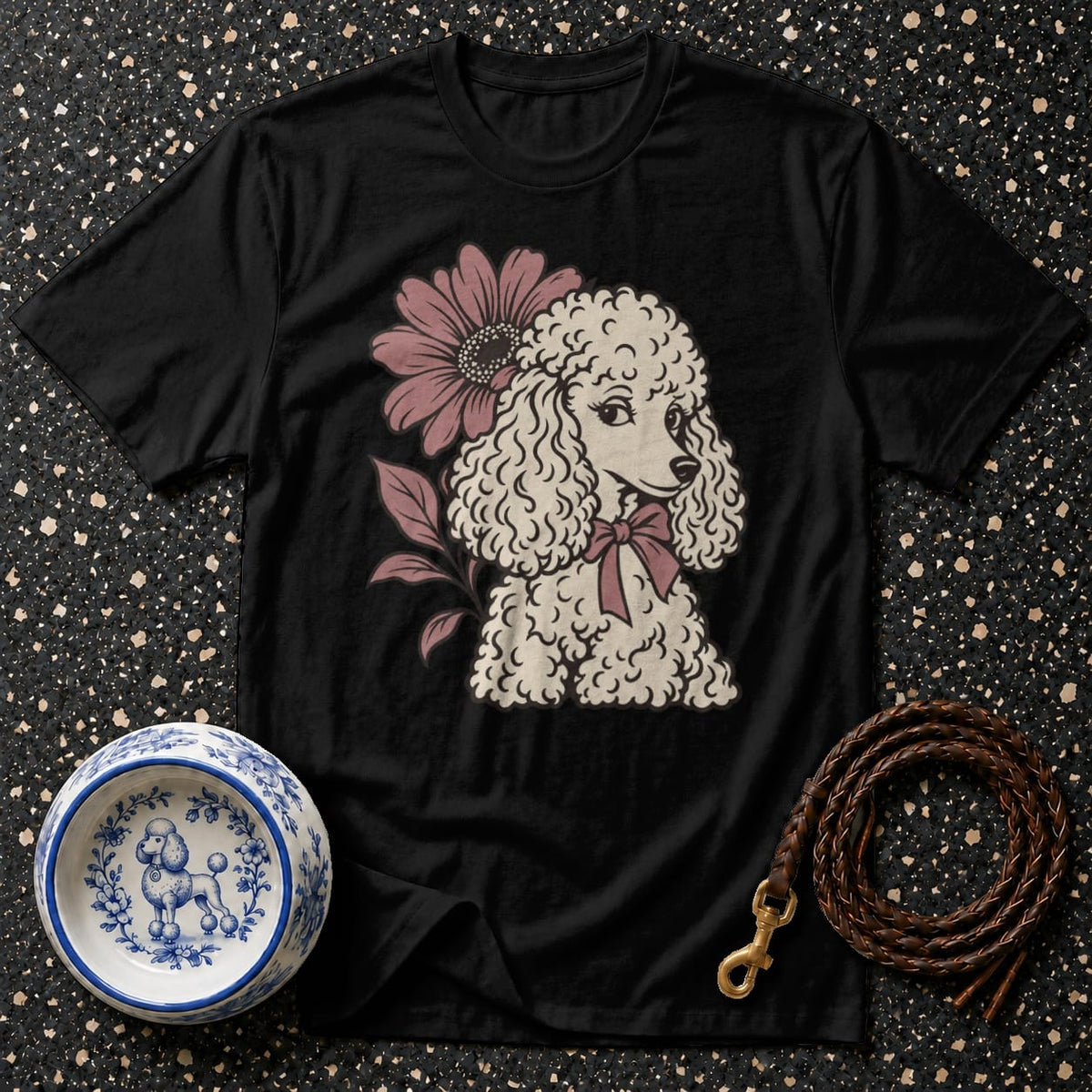 T-shirt Vintage Floral Poodle T-Shirt Poodle Floral T-Shirt | Premium Dog Apparel