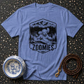Blue t-shirt with running poodle graphic and "Zoomies" text.