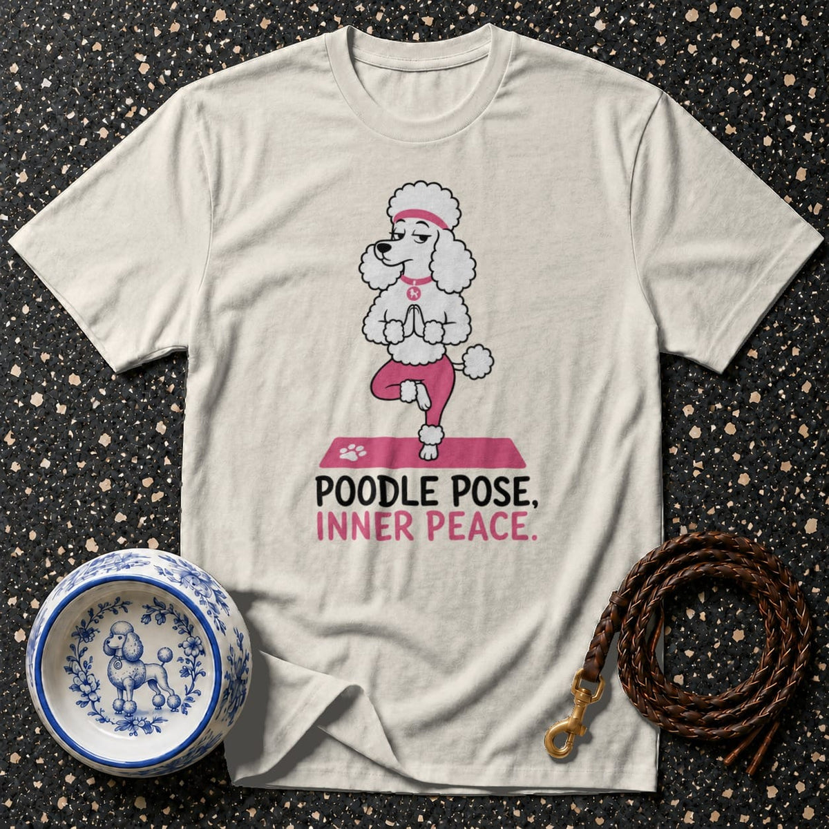 T-shirt Poodle Pose Yoga T-Shirt Poodle Pose Inner Peace T-Shirt | Yoga Dog Apparel