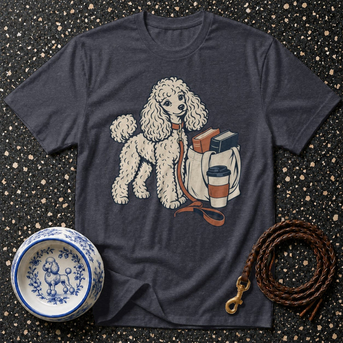 T-shirt Cozy Poodle Book Club T-Shirt Poodle Coffee & Books T-Shirt | Premium Dog Apparel