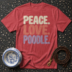T-shirt Peace Love Poodle Retro T-Shirt Peace Love Poodle T-Shirt | Premium Dog Apparel