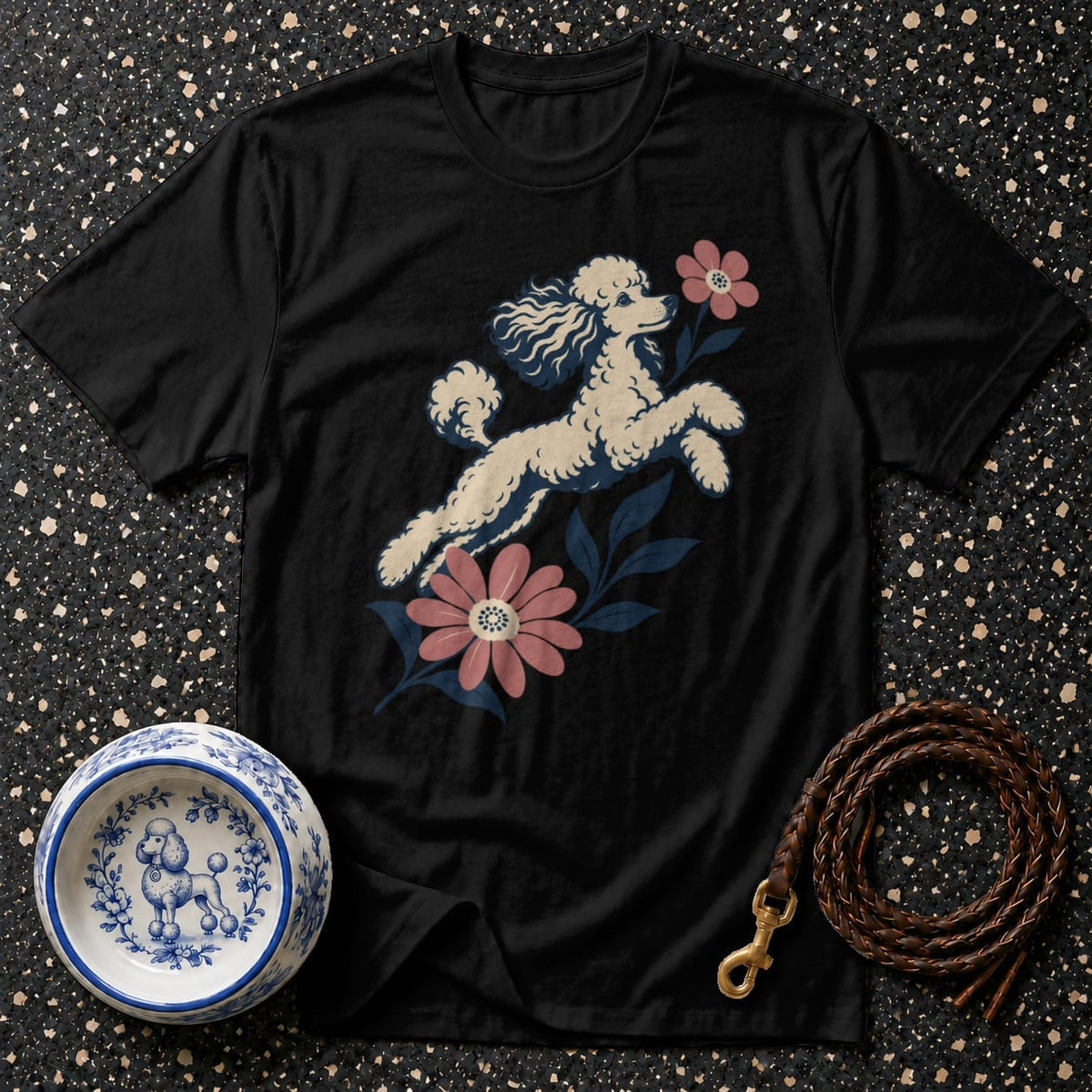T-shirt Vintage Floral Poodle T-Shirt Vintage Poodle T-Shirt | Retro Floral Dog Tee