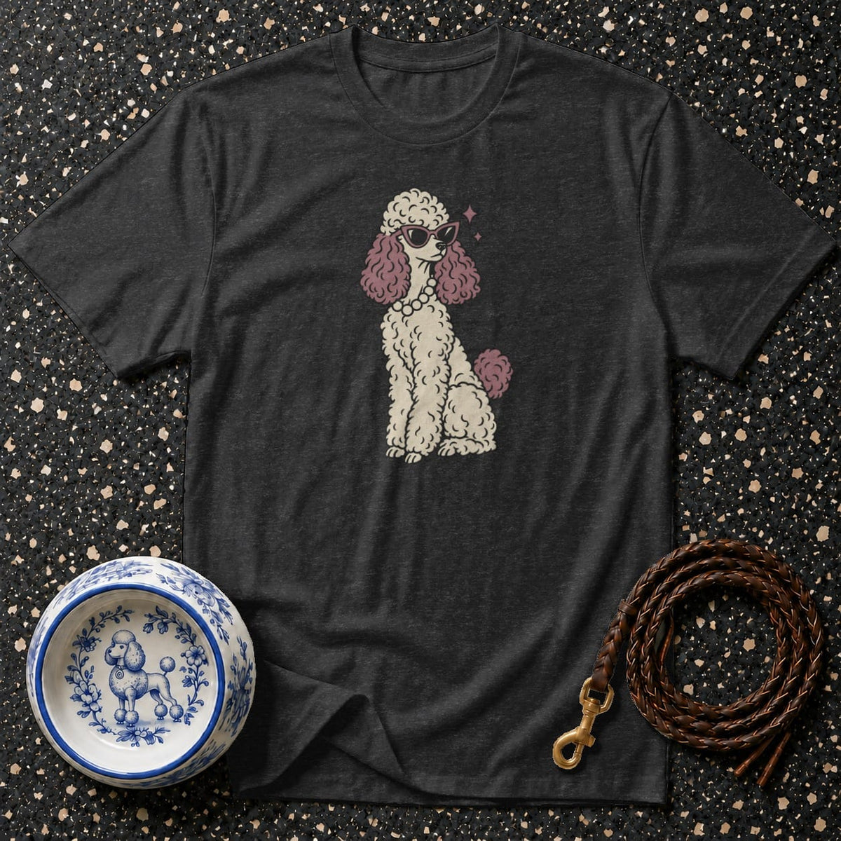 T-shirt Vintage Glam Poodle T-Shirt Poodle With Sunglasses T-Shirt | Premium Dog Apparel