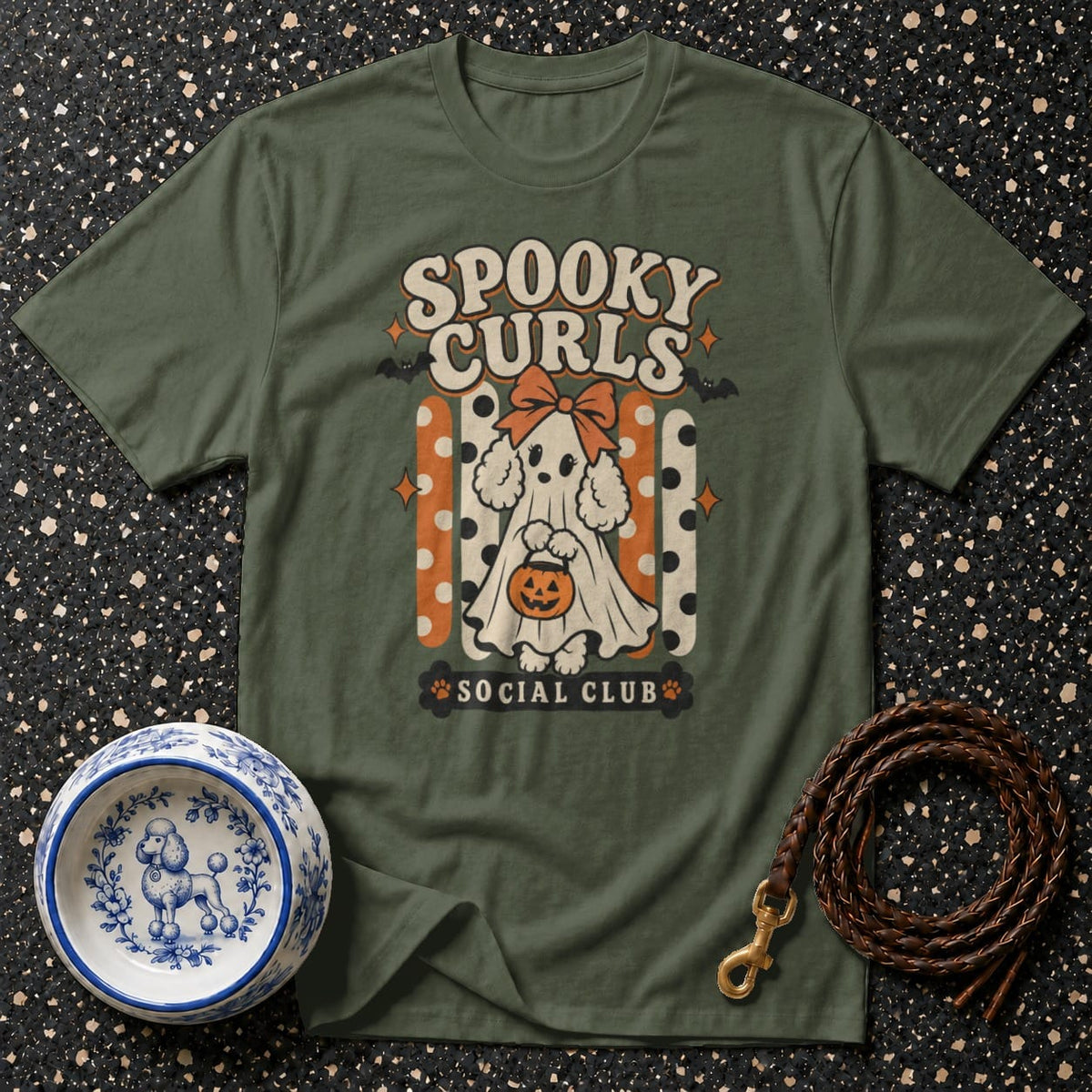 Spooky Curls Ghost Poodle T-Shirt Spooky Curls Ghost Dog T-Shirt | Premium Apparel