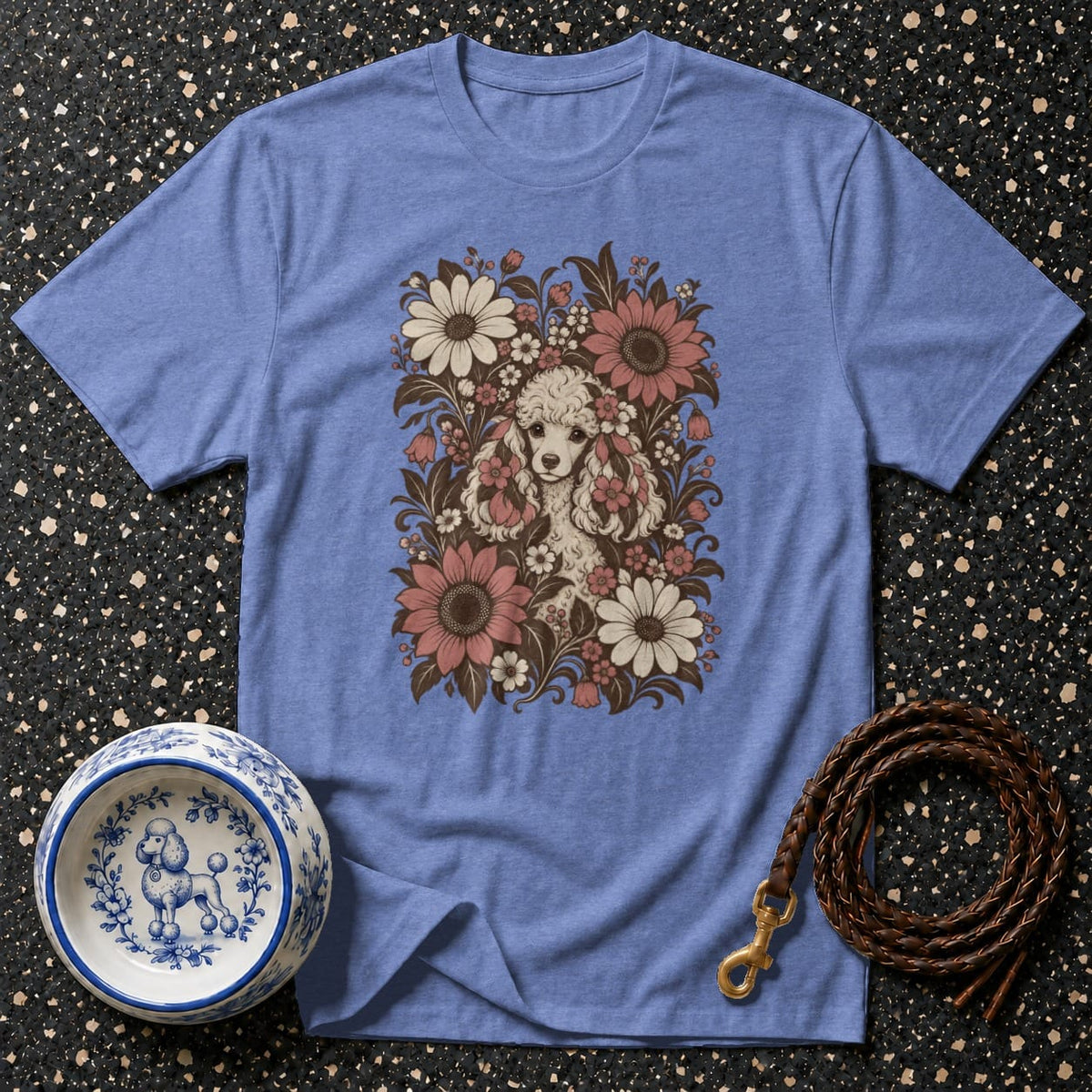 T-shirt Vintage Botanical Poodle T-Shirt Poodle Floral T-Shirt | Premium Dog Apparel