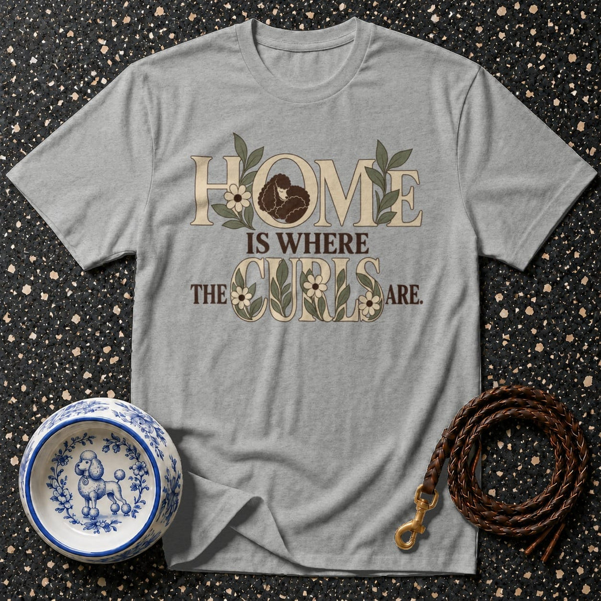 T-shirt Poodle Curls Floral T-Shirt Home Is Where The Curls Are T-Shirt | Poodle Lover Apparel