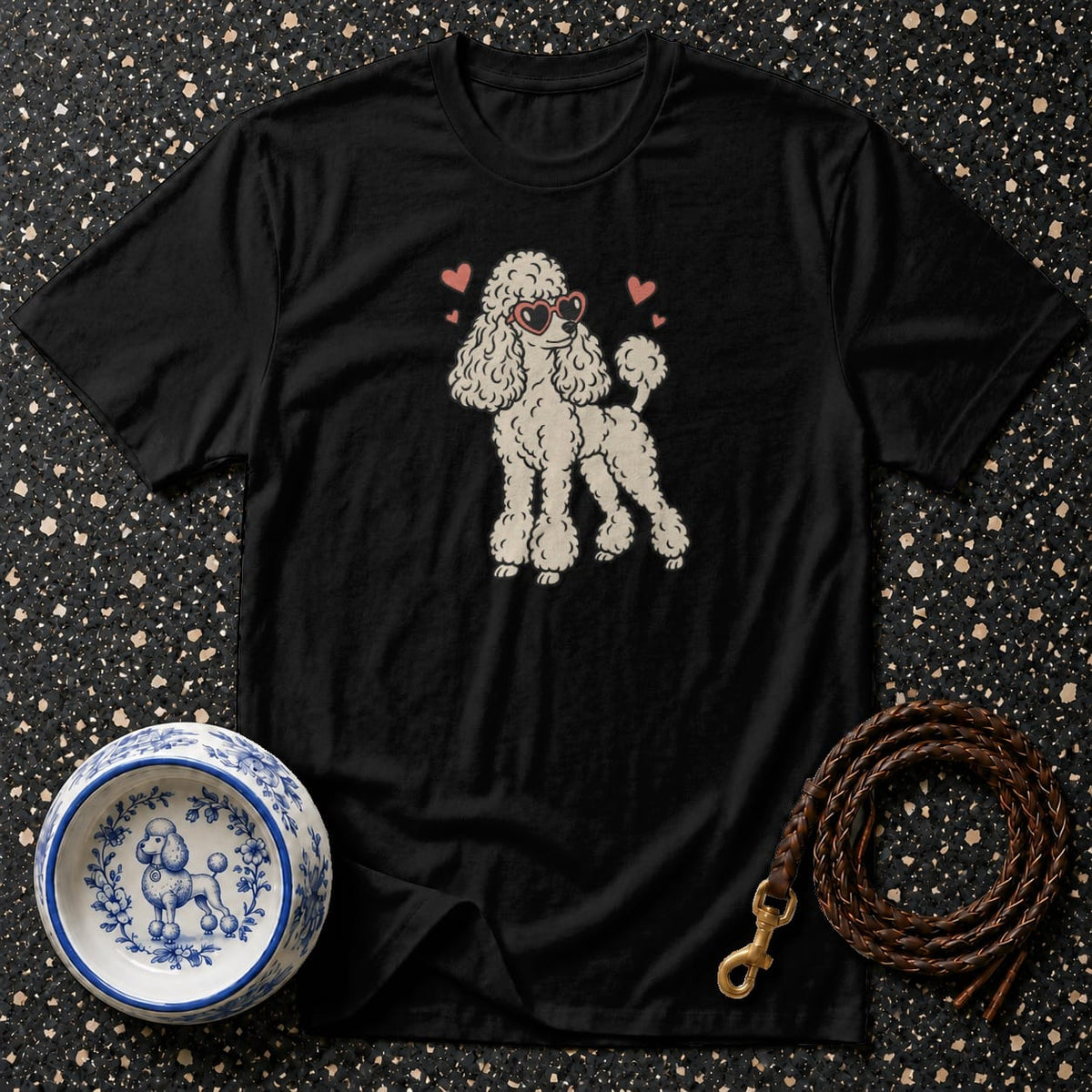 T-shirt Chic Heart Glasses Poodle T-Shirt Poodle Heart Sunglasses T-Shirt | Premium Dog Apparel