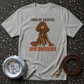 Grey t-shirt with brown poodle illustration and text "Command Received. Counteroffer Sent."