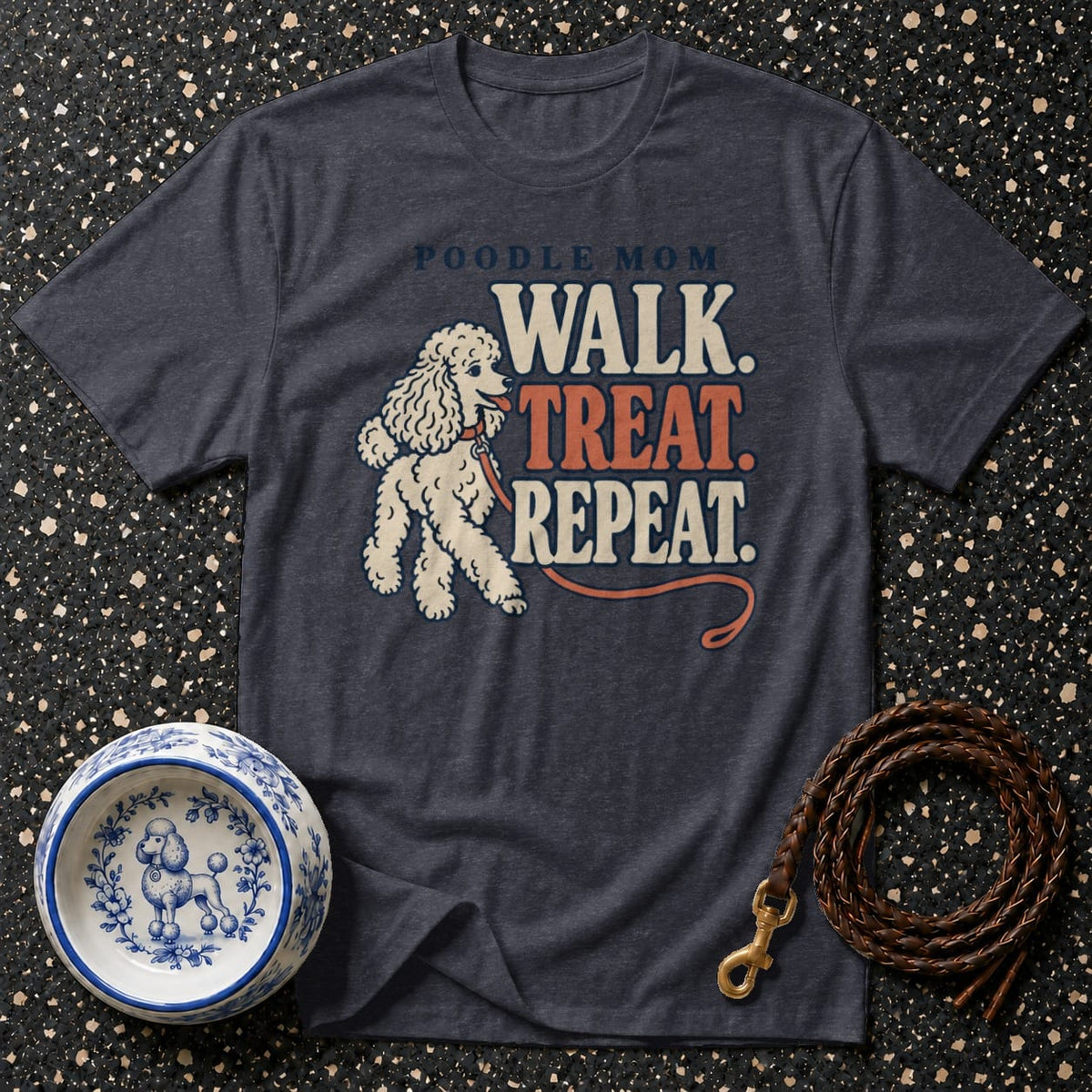 T-shirt Retro Poodle Mom Graphic T-Shirt Poodle Mom Walk Treat Repeat T-Shirt | Pet Lover Apparel