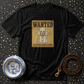Black t-shirt with "Wanted" poster graphic of a poodle for crimes against naptime.