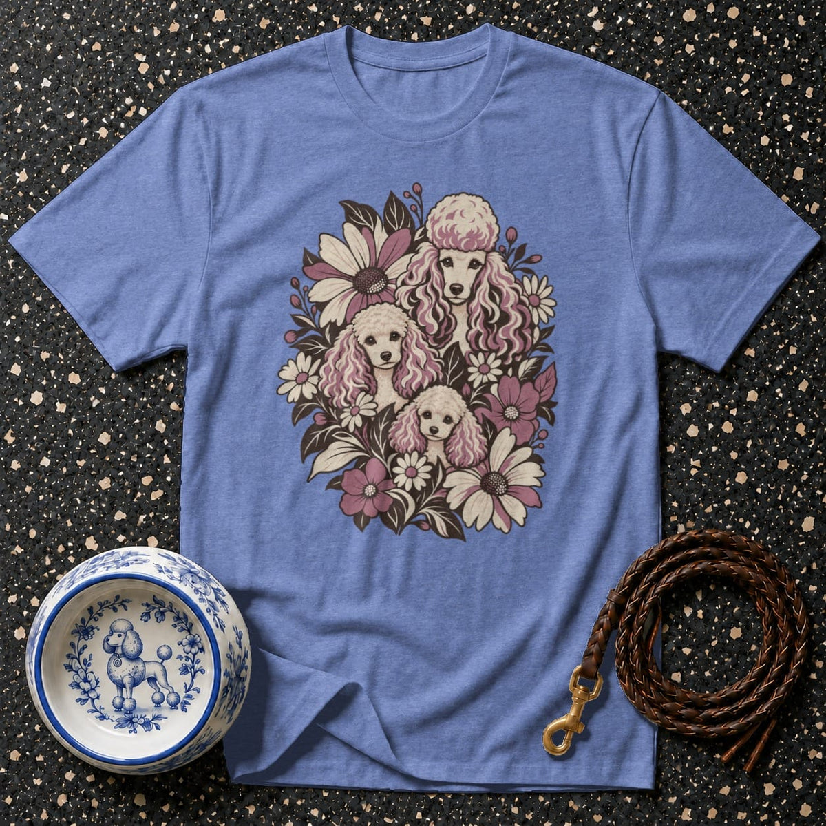T-shirt Vintage Floral Poodle T-Shirt Poodle Family T-Shirt | Premium Dog Apparel