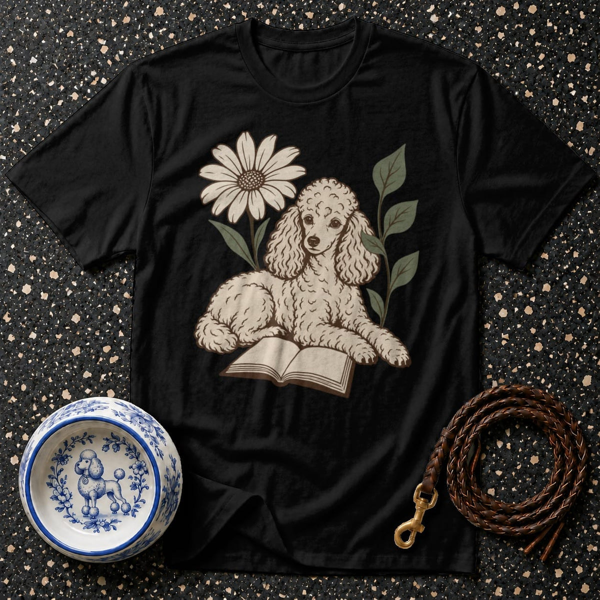 T-shirt Vintage Bookish Poodle T-Shirt Poodle Reading T-Shirt | Premium Pet Apparel