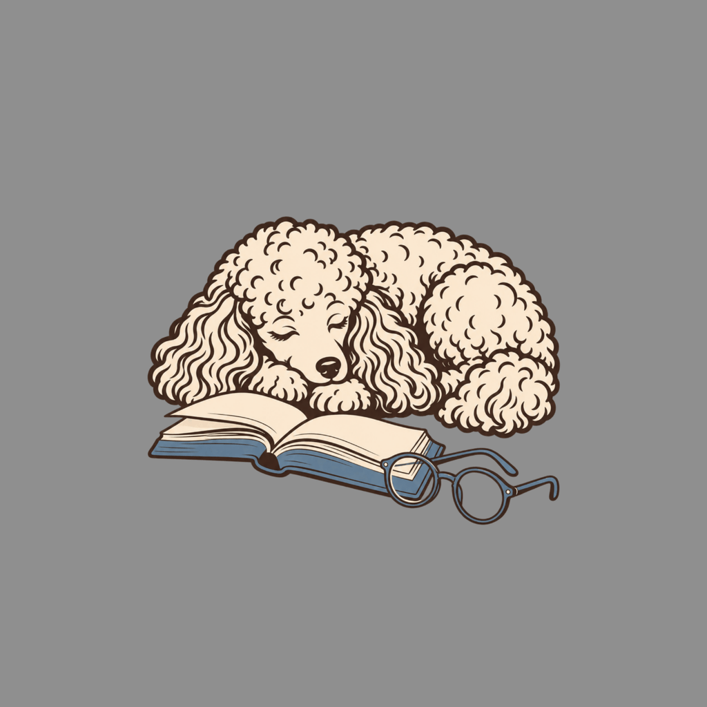 T-shirt Cozy Literary Poodle T-Shirt Sleeping Poodle Reading T-Shirt | Pawsome Reads