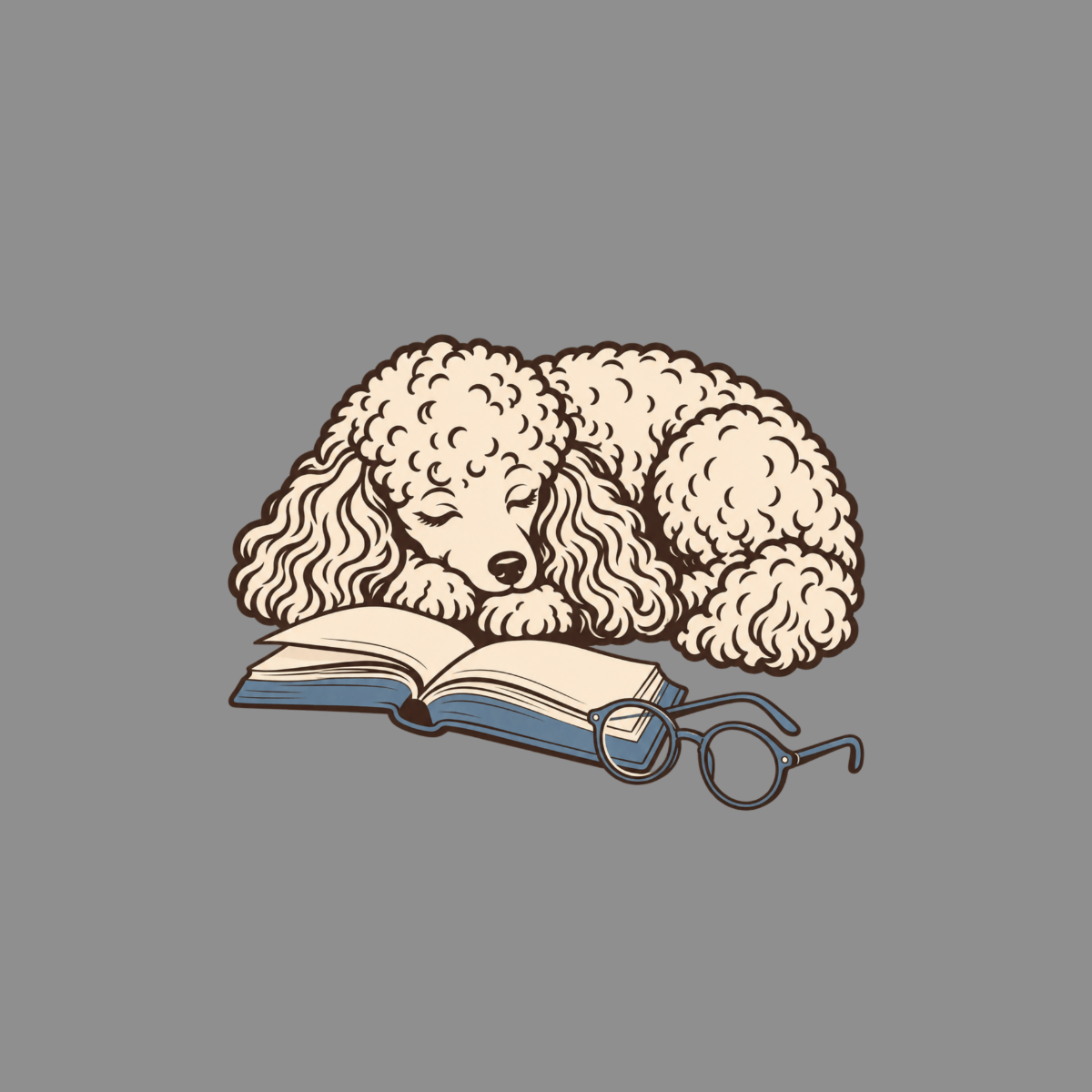 T-shirt Cozy Literary Poodle T-Shirt Sleeping Poodle Reading T-Shirt | Pawsome Reads