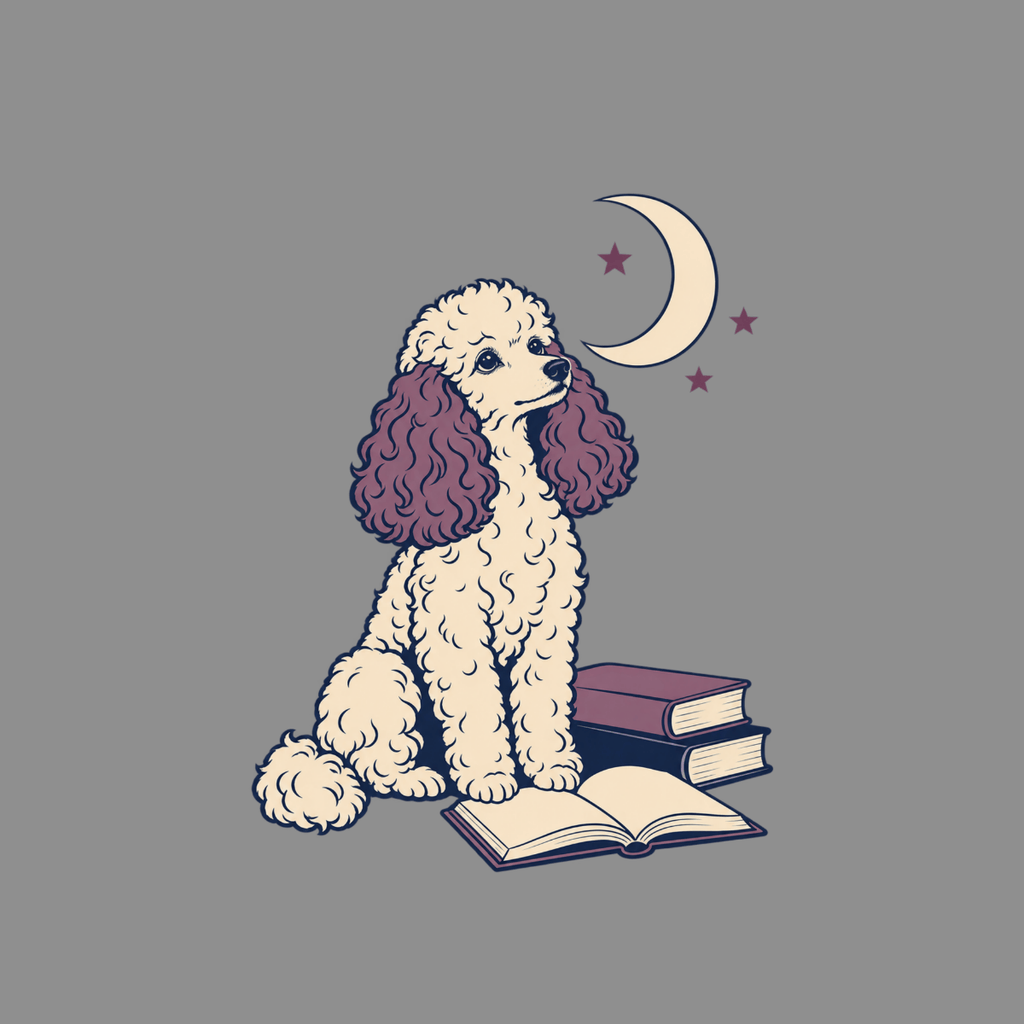 T-shirt Midnight Scholar Poodle T-Shirt Poodle Reading T-Shirt | Dreamy Dog Apparel