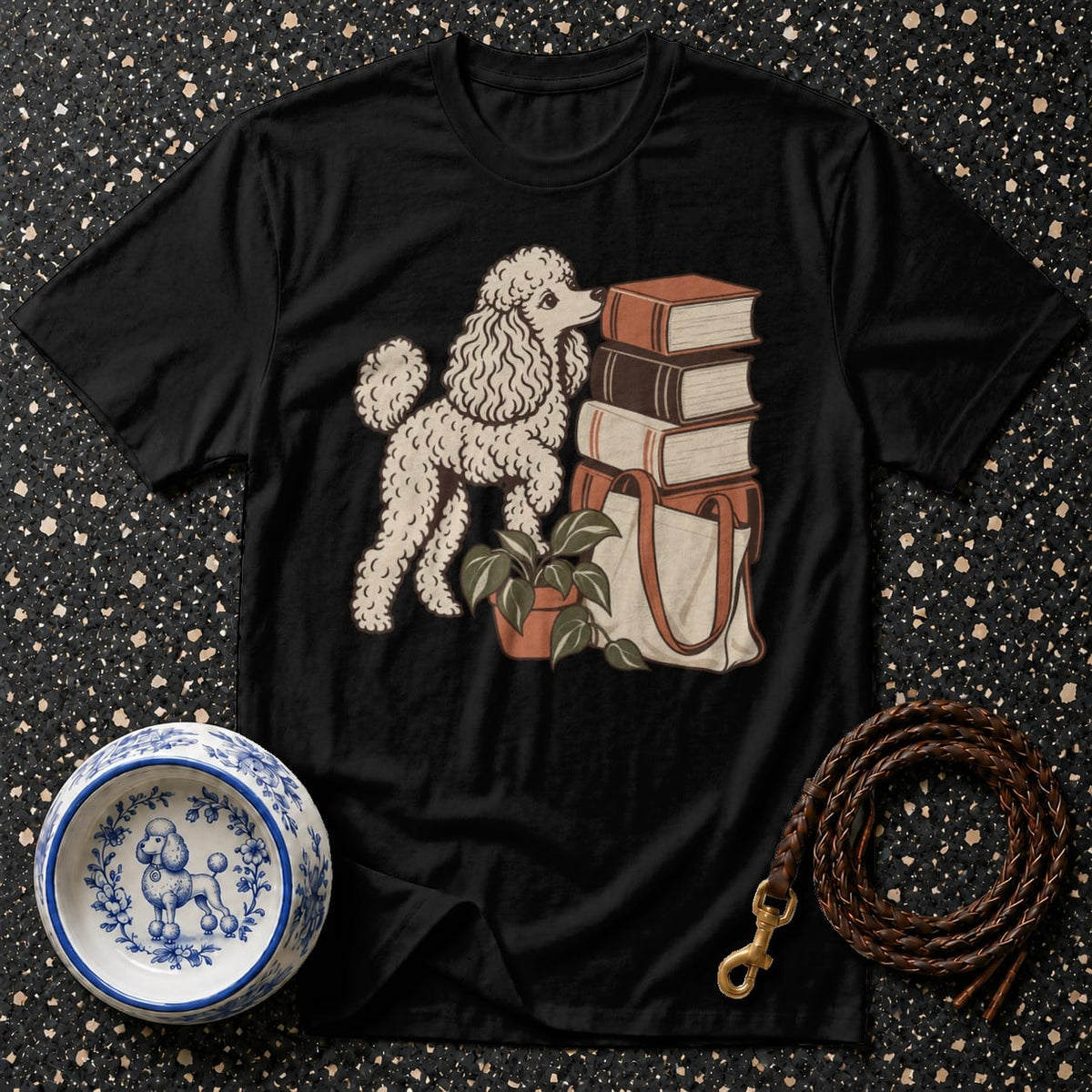 T-shirt Bookish Poodle Graphic T-Shirt Poodle Reading T-Shirt | Premium Dog Lover Apparel