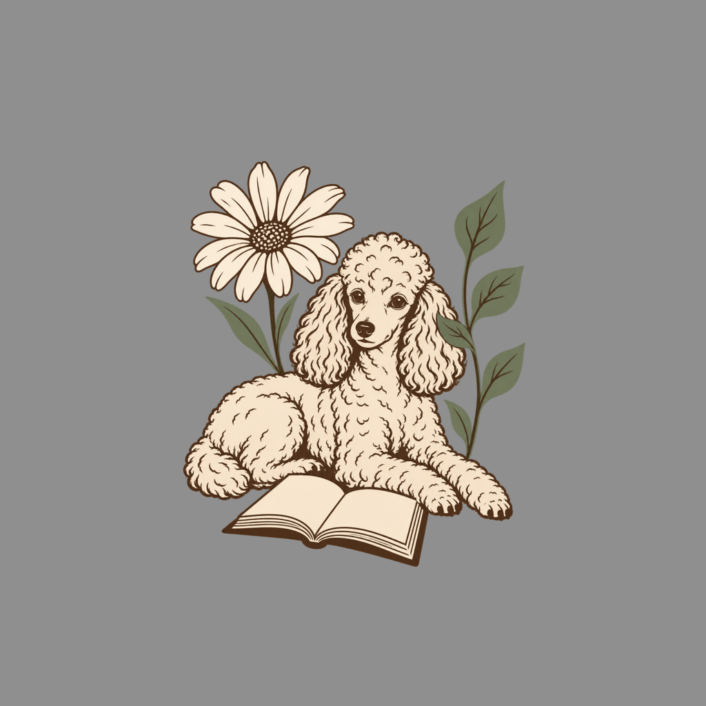 T-shirt Vintage Bookish Poodle T-Shirt Poodle Reading T-Shirt | Premium Pet Apparel