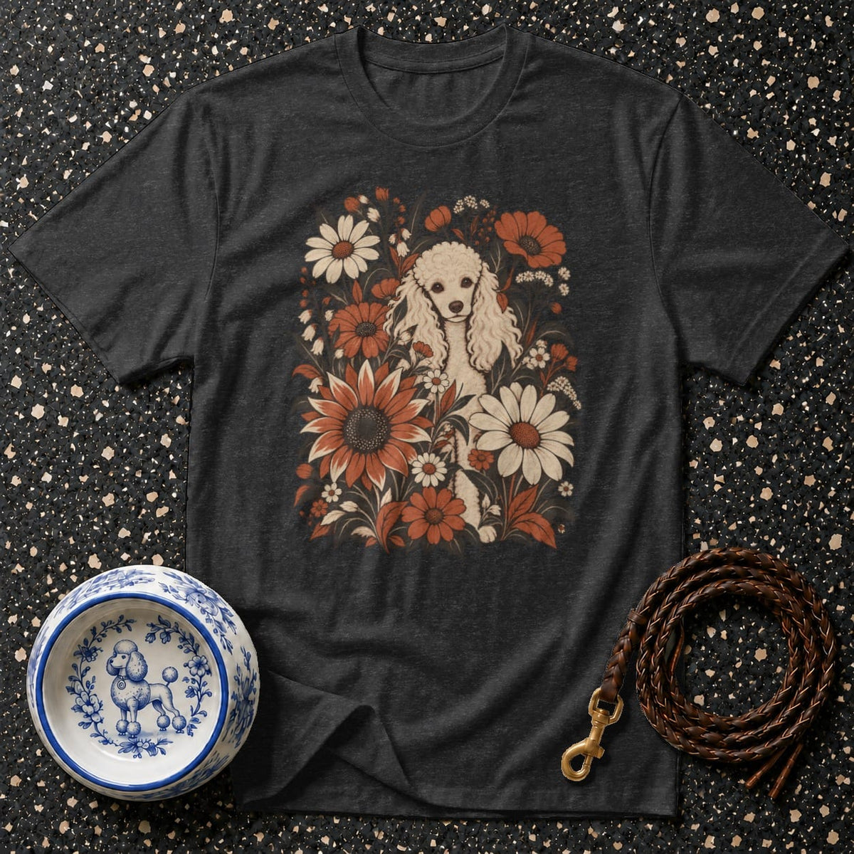 T-shirt Vintage Floral Poodle T-Shirt Poodle Floral T-Shirt | Premium Dog Lover Apparel