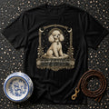 Black t-shirt with a stylized poodle design and text "Not a Dog. A Legend."