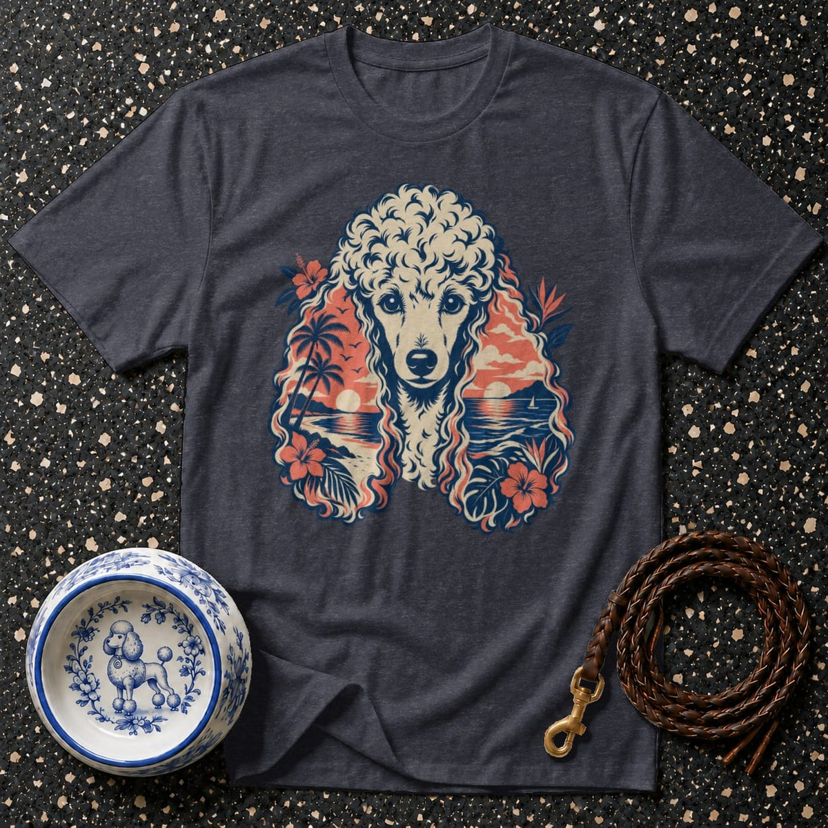 T-shirt Tropical Sunset Poodle T-Shirt Poodle Tropical Sunset T-Shirt | Premium Dog Apparel