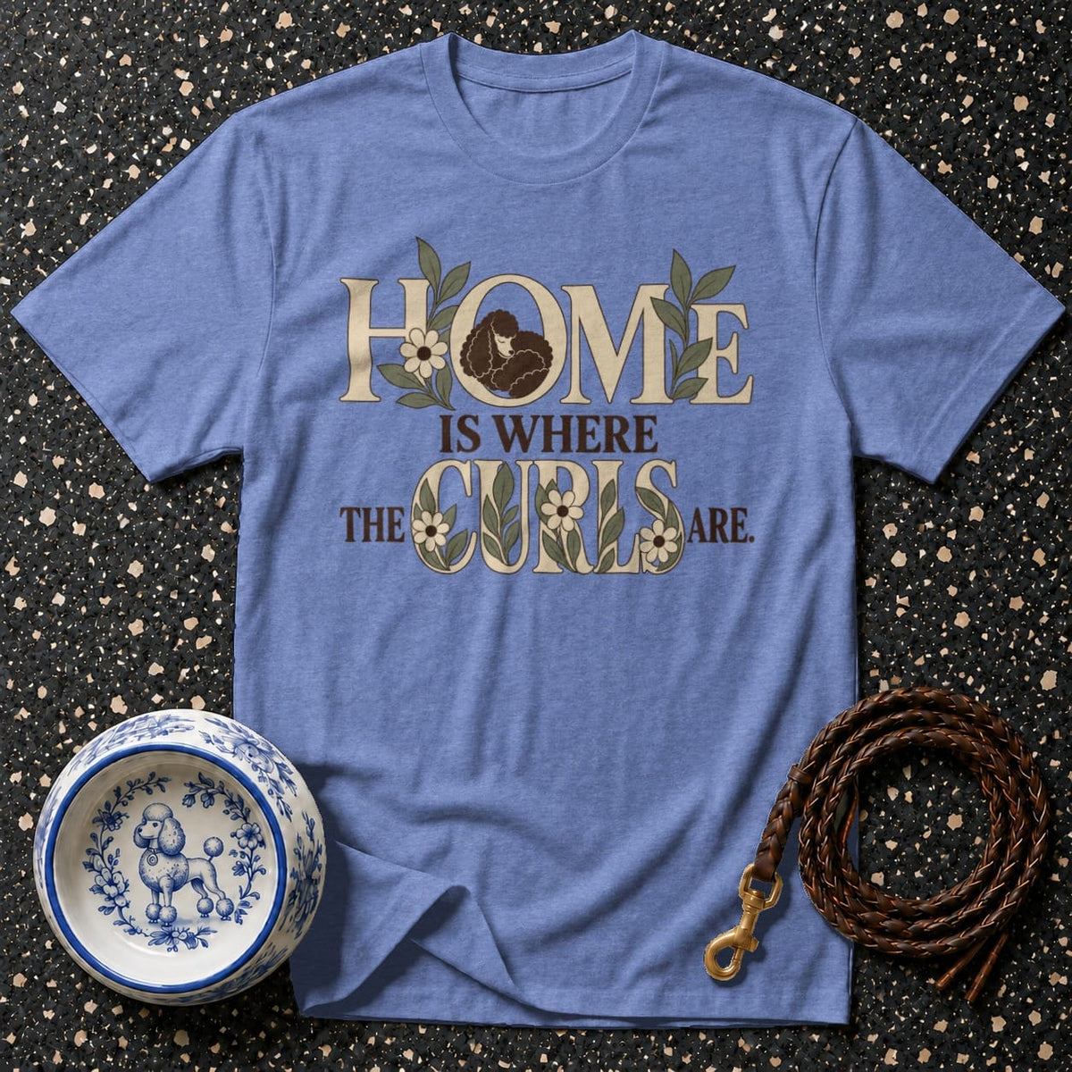 T-shirt Poodle Curls Floral T-Shirt Home Is Where The Curls Are T-Shirt | Poodle Lover Apparel