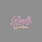 Poodle Grandma text with ornate flourishes on a grey background.